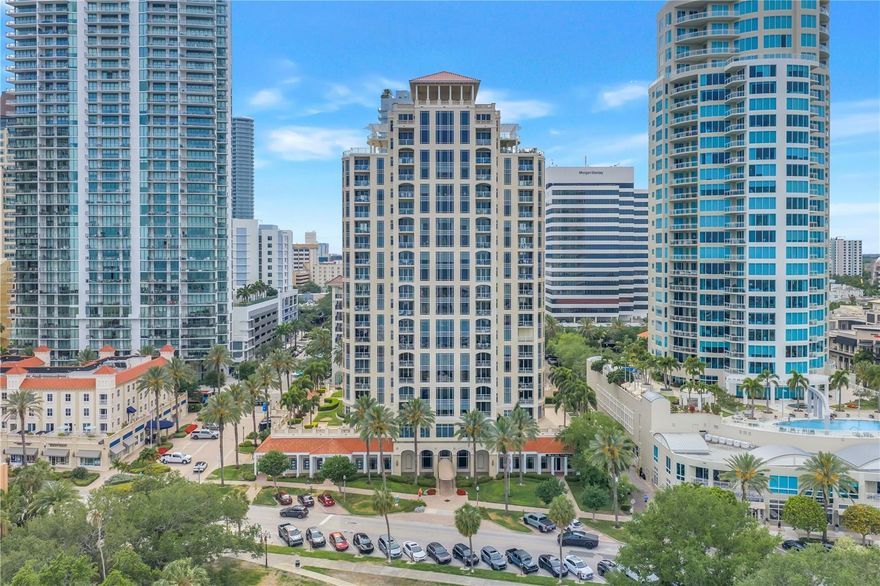 Spectacular Downtown St. Pete Condo with Mesmerizing Waterfront Views! This is a rare opportunity to own a beautiful center unit with unobstructed views of Tampa Bay bay and the sunrise. Experience the epitome of luxury living in this exquisite 3-bedroom, 2.5-bathroom with a den Florencia condo perched on the 7th floor of the prestigious 100 Beach Drive building. Offering not only unparalleled panoramic waterfront views but also an unbeatable central location, this residence redefines the art of urban living. This luxury property also comes with two secured garage parking spaces and climate controlled storage locker. The Florencia is a 48 residential unit building with a luxury boutique hotel feeling with a 24 hour concierge. Catering to those desiring elegance and privacy, this stunning property has amenities rivalling those of much larger buildings including a heated pool and spa, fully equipped fitness center, social room with billiard and an on-site manager. Perfectly situated in the heart of downtown, this amazing residence is just steps from world-class parks, museums, restaurants, entertainment and shopping. Make an appointment to tour this incredible residence today!