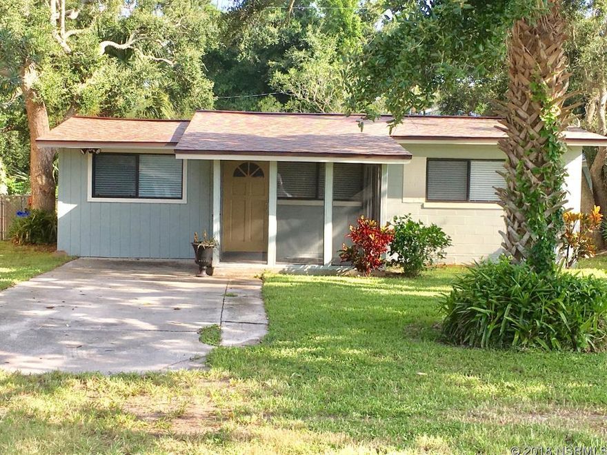 BEACH-SIDE!!  2 bedroom 1 bath, concrete block Periwinkle Alleyway home!!, Tile through-out, Gas range, Inside laundry room, built in shelf's, Interior and Exterior just freshly painted 7/2018, New Roof 7/2018,huge fenced backyard, outdoor storage. If you are looking for a beach-side getaway or permanent home this periwinkle is it, with lots of charm and character, so look no further.   Lots of room to expand the home, add a pool or garage with alleyway entrance.  Leave your car at home and take a short bike ride or walk up the street to the beach. The park with river access and the Kayak/ Paddle-Boarding ramp and trails are just around the corner. Just a golf cart ride to Flagler and local area family owned restaurants. Come live the dream and the NSB lifestyle of our small town charm. ;Water: City