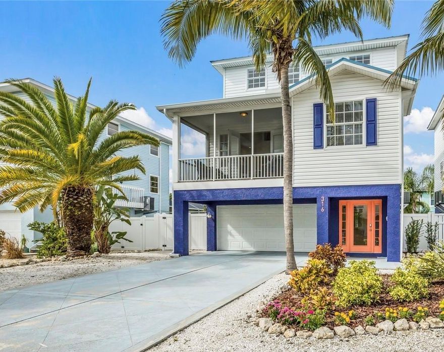 Charming Coastal Retreat in Holmes Beach!  Welcome to this elevated 3-bedroom, 2-bath beach house nestled just minutes from the white sands of Anna Maria Island. Bursting with coastal charm, this inviting home features cathedral ceilings and an open floor plan that creates a light and airy atmosphere. The beautifully decorated interiors blend comfort and style, while the spacious porches with cozy seating areas offer the perfect spots to relax and enjoy the breeze. The thoughtfully designed layout includes an elevator for convenience. The outdoor living space is just as inviting, featuring a great pool and spa, plus a covered area that’s great for lounging, dining, or enjoying time with family and friends. 
Located in the heart of Holmes Beach, you’ll be close to locally loved restaurants, quaint shops, and the laid-back lifestyle that makes Anna Maria Island so special. Whether you're looking for a full-time home, a weekend getaway, or an investment property, this island retreat checks all the boxes for easy, breezy beach living.