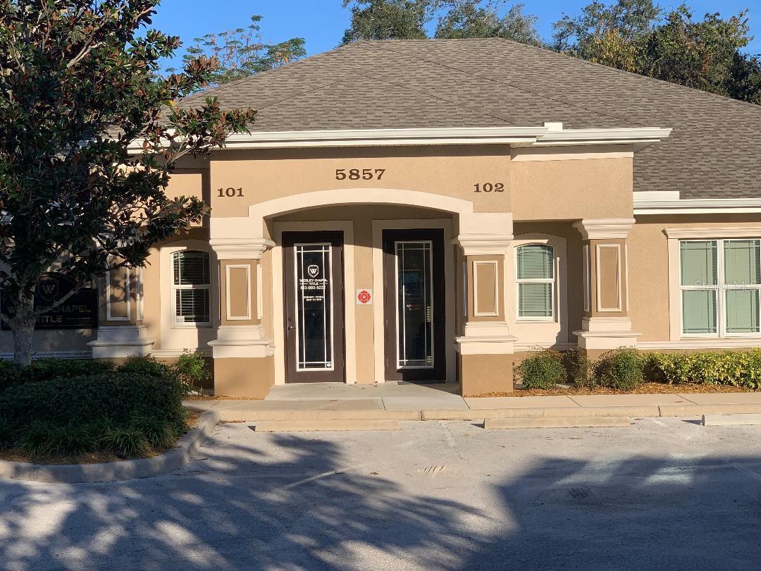 Office for lease in a business environment. Available suite is located in the desirable Canterbury Professional Park in Wesley Chapel.
Suite has a window with a view, the suite is furnished with 2 desks and chairs. The offices have a shared reception/waiting area, restroom and kitchenette. Electricity is provided. Signage on the front marquee is NOT available, however signage on the front door is available. Appointment only. Please use showing time. $500.00 security deposit at signing and first month required.