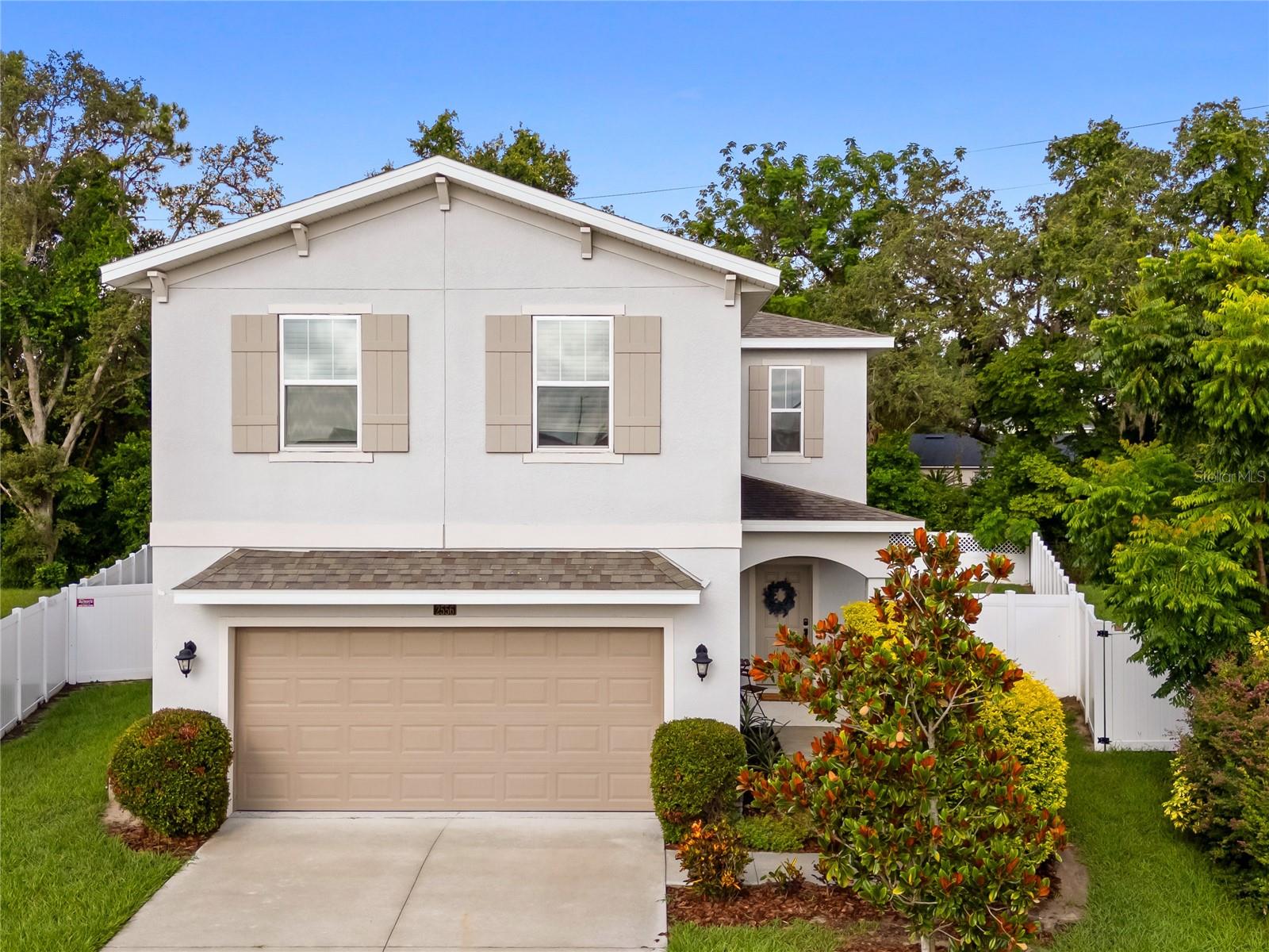 Welcome to this modern retreat built in 2020, designed for comfort, convenience, and effortless entertaining. Located in a quaint community with a low quarterly HOA and access to a neighborhood playground, this two-story 3-bedroom, 2.5-bathroom home boasts 1,986 sq. ft. of beautifully appointed living space and a spacious outdoor area.
Step inside to find ceramic tile flooring with the look of natural weathered hardwood flowing throughout the open-concept first floor. The bright and spacious layout features upgraded pendant lighting, dimmable switches, a powder room for guests, and an abundance of storage.
The gourmet kitchen offers granite countertops, a deep sink, newer appliances, and a large island with seating for three—perfect for casual meals or entertaining. A generous walk-in pantry and dedicated dining space with backyard views add to the appeal.
Upstairs, all bedrooms are tucked away for privacy. The spacious primary suite offers a spa-like bathroom with a jetted tub, a separate walk-in shower, dual granite vanities, a large walk-in closet, and a linen closet for extra storage. Secondary bedrooms share a modern bathroom with quartz counters.
Enjoy Florida living in your fully fenced backyard oasis, featuring a screened lanai, relaxing hot tub, fire pit with open-air gazebo, fruit-bearing Japanese plum and mango trees, and a custom playground installed in 2024. There’s even ample space to add a pool!
Additional highlights include:
* Smart home tech package
* UV light in the AC system (2023)
* Water softener system
* Garage freezer.
This home blends thoughtful living with outdoor enjoyment—don’t miss your opportunity to make it yours!