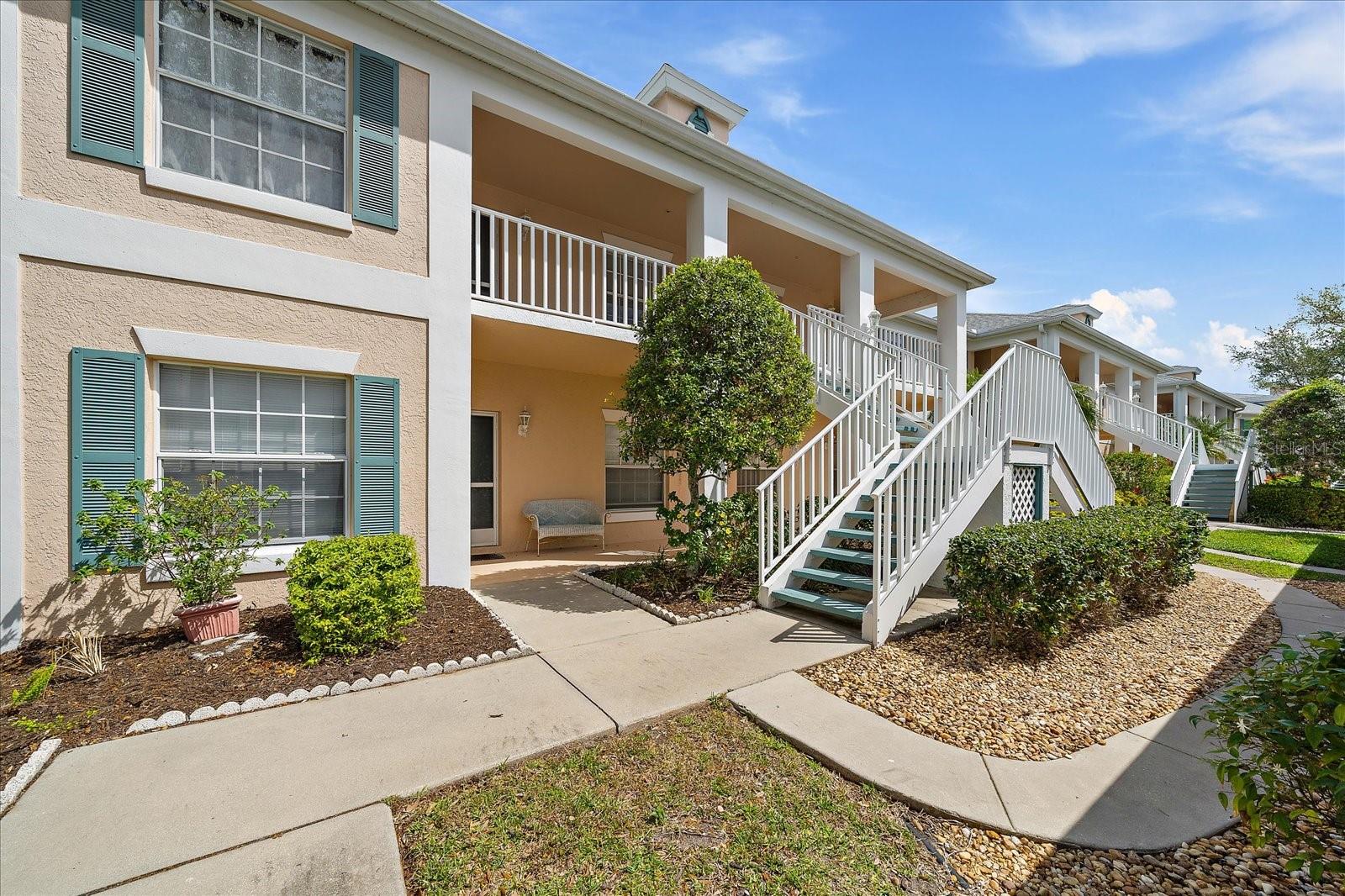 *Optionally Turnkey Furnished* Come see this rarely available 2nd floor unit located in Fairway Trace! This 2BR/2BA + Den condominium is spacious and well maintained. The Den is currently being used as a 3rd bedroom, but could be perfect for a home office if needed. It is light, bright and move-in ready. The kitchen has been well maintained and features lots of storage with a convenient eat-in area. The large master bedroom has two closets, one which is a walk-in. The covered lanai is a perfect place to relax and enjoy your morning coffee or afternoon drinks. The unit even comes with one detached garage, a rare amenity for sure ! Your equity membership in Peridia Golf and CC provides you with amenities galore!! Golf, A ProShop, Tennis Courts, Pickleball, A Heated pool with Tiki bar and member rooms. Activities include dining (both lunch and dinner), dancing on Friday nights, cards, mahjong, book clubs, special member events and much more. Fairway Trace even has a separate pool & hot tub for condo residents only. Schedule your private showing today to see for yourself everything this amazing community has to offer !