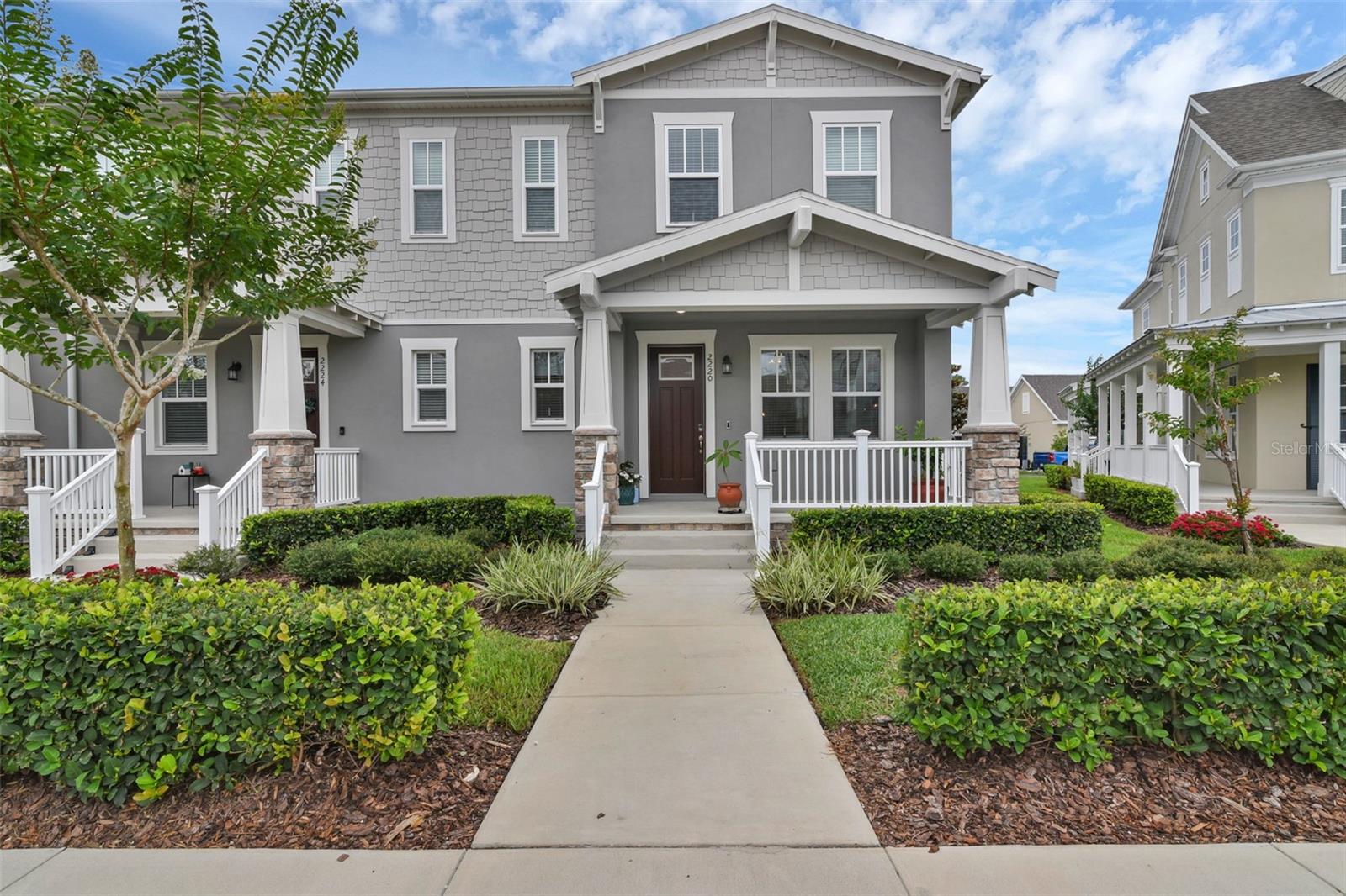 Don’t miss this exquisite townhome in the new Island Village. The location of this beautiful
townhome is perfect for ease to get to restaurants and especially the ice cream shop! Easy access
to I-4. Celebration Pointe shopping center is less than 2 miles and has a little of everything,
Publix, hair salon, nail salon, more restaurants, UPS store and many more to help with day-to-day
living.
End units are a highly desired location for a townhome and this one is just that! The view of the open space from the lanai makes this townhome truly special!
The townhome has many upgrades including a gourmet kitchen, screened in lanai a great area for alfresco dining, and upgraded luxury
vinyl throughout including the stairs. The two car garage with finished epoxy flooring is in the back-alley way and has plenty
of room for parking on the driveway besides the on street parking for guests.
This townhome is like new as the owner used it as a second home.
Washer, dryer and refrigerator all stay with the home. For convenience the laundry room is
upstairs.
Make sure you don’t miss this opportunity to own this lovely home. The Island Village amenities are
2nd to none!