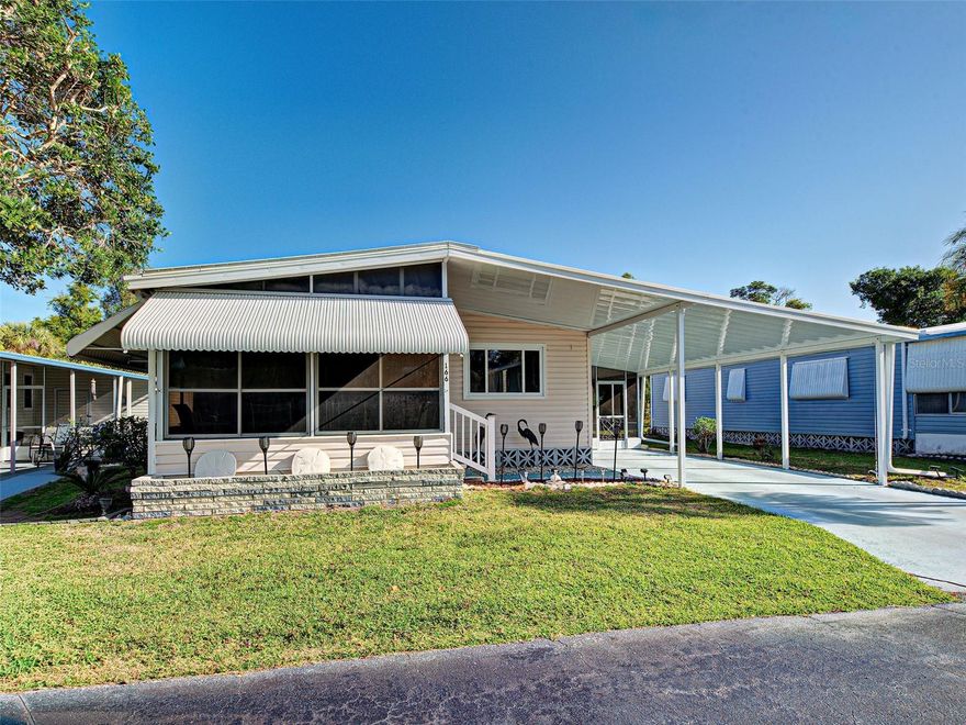 Welcome to easy Florida living in The Arbors of Osprey! This charming 2-bedroom, 2-bath manufactured home offers comfort, updates, and plenty of space to relax and entertain. Step inside to a spacious living room filled with natural light, perfect for gathering with family and friends. The updated kitchen features warm wood cabinetry and a brand-new refrigerator (2025), making meal prep both stylish and functional. A separate dining area with a built-in buffet adds character and convenient storage. The primary suite provides a peaceful retreat with an ensuite bath, while the guest bedroom includes a desirable walk-in closet for added storage. Enjoy year-round sunshine in the light and bright Florida room, or unwind on the large screened lanai—ideal for enjoying Florida’s beautiful weather. 
Additional highlights include a storage shed with laundry, plywood underlayment replaced in 2014, and durable luxury vinyl flooring throughout. Major updates offer peace of mind with a new roof (2025), AC system (2023) and carport (2025).   Located in the pet section of the community, this home is part of an active, friendly neighborhood featuring a clubhouse, swimming pool, shuffleboard courts, and a full calendar of social activities. Ideally situated between Sarasota and Venice, you’ll have easy access to boutique stye shopping, multiple dining options, theaters, performing arts venues, and stunning Gulf beaches. Everything you love about the Florida lifestyle just minutes away. This is relaxed, low-maintenance living in a welcoming community. Come see why so many love calling The Arbors home!