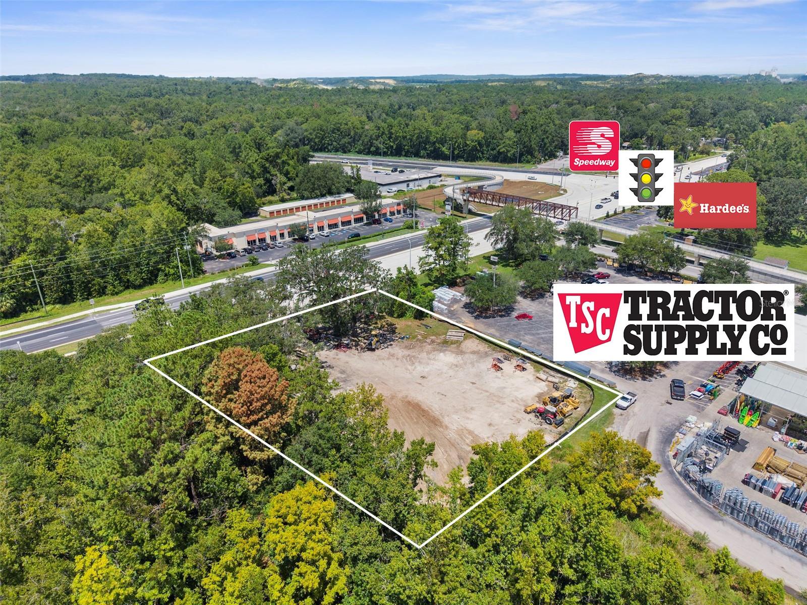 C2 COMMERCIAL LOT with current DIRECT access onto Cortez Blvd (Truck Route) - READY TO BE BUILT ON!! Just over 3/4th of an acre at .77 of an acre MOL. Cleared. Leveled. Compacted with limestone for a solid building foundation. No Flood Zone. Savings to the buyer with the site already being cleared, level, compacted, and an improved driveway out onto Cortez Blvd/HWY 50 already in place!! Public water and sewer nearby.
Great location on 6-lane divided highway with 16,700 AADT and growing. This is major Major thoroughfare and State Road!
The lot sits directly in front of Tractor Supply and south of Hardees Fast Food at 18741 Cortez Blvd, Brooksville, FL 34601, and just north of Hernando County Sheriff's Office and Hernando County Building, Planning and Zoning offices. Great location for a quick serve food or quick serve auto business. Located in the City of Brooksville.