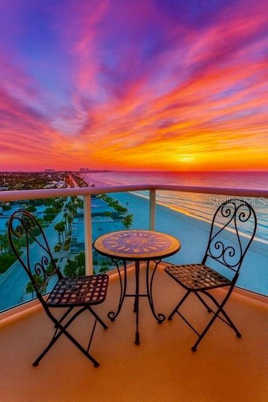 Welcome to your slice of paradise! This 2-bedroom, 1-bath corner view condo at Regatta Beach Club is a crown jewel of Clearwater Beach. With tile flooring, hardwood cabinetry, granite counters, and panoramic views, it perfectly blends comfort and coastal luxury.

This rare east-southeast/west-facing unit offers sunrises over the Gulf and vibrant sunsets over Clearwater Bay and the Intracoastal Waterway—a million-dollar view from your balcony.

Regatta Beach Club features over 600 feet of private beachfront, a stunning lobby with floor-to-ceiling marble and hardwood, and a staffed concierge desk. Community amenities include gated entry with 24-hour front desk, Olympic-style heated pool, Gulf-view fitness center, theater, game room, library/computer lounge, pier, shuffleboard, grills, community kitchen, and resident parking. New washers and dryers are on every floor, and a trolley stop provides easy access to local attractions.

Nearby activities include charter fishing, dinner cruises, dolphin-watching, pirate ship adventures, and nightly sunsets at Pier 60 with artisans, live entertainment, and movies on the lawn. Your dream Gulf-front beach retreat awaits!