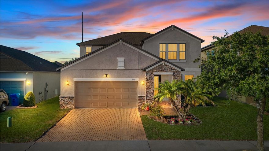 MOTIVATED SELLERS! Agents, bring your buyers!! TURN-KEY!!! 
This is your chance to own your dream home in the beautiful CRESTVIEW LAKES in Riverview!!! With the gorgeous neighborhood setting you are looking for, and WITHOUT the CDD, this is truly the perfect home!!! The home sits in an exclusive gated community with beautiful tree-lined streets AND a private lake perfect for kayaking, canoeing, paddleboarding, you name it!  
The home itself offers an abundance of smart, convenient, and well-thought-out UPDATES and added features offering comfort and peace of mind. First, welcome to your FRESHLY PAINTED, CLEAN, WELL-MAINTAINED, BRIGHT home, offering the desirable NORTHEAST-facing direction all buyers dream of.  This 2019 home has a spacious open floor plan offering 4 bedrooms and 3 FULL bathrooms with 2,555 square feet. The first floor offers a library/office/flex room with bookshelves that is a true dream!  You will find updated, matching hardware throughout the home for that modern and consistent look that really makes a difference! The newer front entrance table is included and offers a perfect amount of decor ready for your touch. A first-floor bedroom with a full bathroom offers convenience and privacy for guests, teens, in-laws, etc.  The big, bright, open kitchen includes a gorgeous backsplash, stone countertops, nickel finished hardware with PULL-OUT shelving in the lower cabinets, and includes ALL UPDATED SAMSUNG APPLIANCES. Under the kitchen sink, you'll find a reverse osmosis system providing exceptional WATER QUALITY, offering peace of mind.  A whole-home WATER SOFTNER only amplifies the top-tier water quality of this home.  If you know about Florida water, then you know how valuable and important these features are.  
The kitchen flows to the open concept dining and living area, where a large, comfortable, and lightly used sectional is included, as well as window drapery.  A spacious primary with a large en-suite bathroom including a soaking tub and 2 large-sized bedrooms are found on the second floor.  A large, open LOFT is also on the second floor and includes a 2024 75-in Samsung OLED TV and a trendy retro-style mini fridge and microwave for the convenience of busy family members and movie nights.   Once outdoors, you’ll find a COVERED lanai with enough room to enjoy.   The star of the show is the beautiful, spacious, FULLY-FENCED and FLAT backyard with healthy green grass that is ready to enjoy as-is or ready for you to bring your vision to life.  The yard is private and flat, making it easy for you to turn it into the pool oasis of your dreams!  The 2-car garage includes a 2025 electric car CHARGING STATION outlet and a fridge that conveys. AC serviced in 2025. A convenient Hybrid water heater tank offers the comfort of high-quality hot water control. No more waiting for the water to warm up in the mornings or cold showers! 2025 Samsung Bluetooth washer and dryer included. Sprinkler system serviced and replaced in 2025. Home is pre-wired for ultra-fast internet with 10-gigabit and fiber-optic capability, perfect for WORK-FROM-HOME buyers, gamers, or tech-enthusiasts. Amenities include exclusive lake access with a dock, playground, and DOG PARK. Elementary, middle, and high school are all less than 2 miles away! Great travel time to Tampa, MacDill, or Brandon.  Close to highway I75 and convenient access to dining and shops off of US 301.