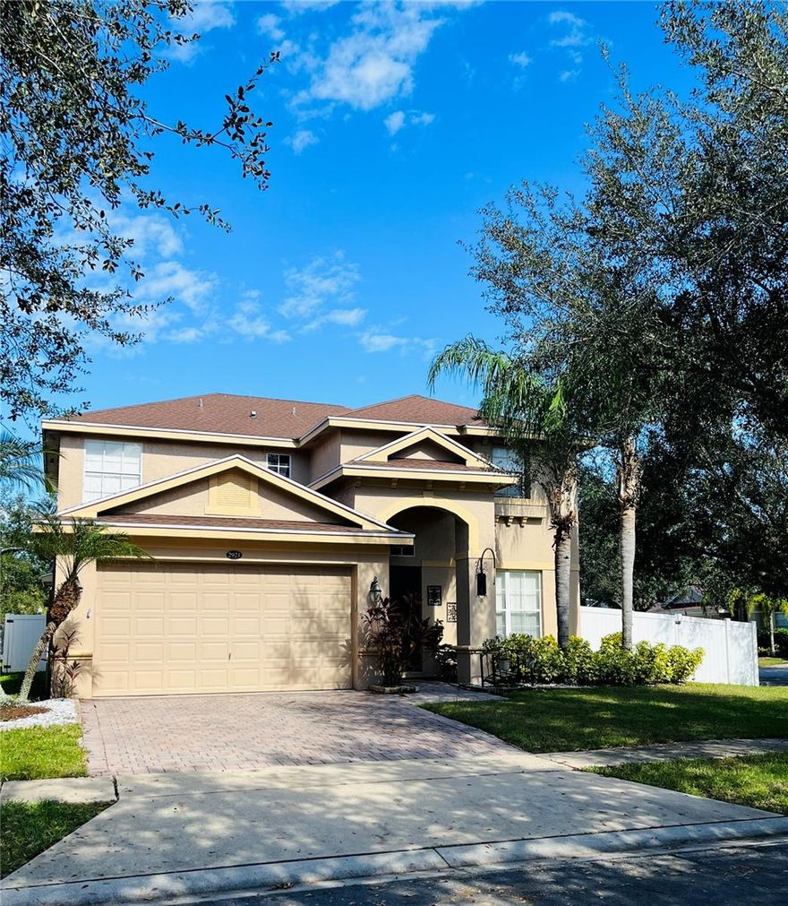 Wow! A corner lot home with 5 bedrooms, 3 baths & a community Pool in the Gated Community of Lago Buendia at this price!!! There’s a Massive Master Suite on second floor featuring Dual Walk-in closets, Master Bath includes Dual Vanities, Garden Bath & large separate Tiled Shower & water closet. 3 additional Bedrooms upstairs w/ Private Bath. One additional bedroom on the first floor w/ a Private Bath. This Home is fantastic for entertaining, the Kitchen & Great Room open up to the oversized Paver Stone covered Patio. Home includes a separate Formal Dining & Living Rooms. MASSIVE outside space for a garden, playset or the family dog. LAGO BUENDIA is a community w/ tremendous pride of ownership throughout, just drive the area & you can see the quality of the homes & yards. Community has a Pool, Playground & Gated for added Security. Centrally located between Kissimmee & St. Cloud approximately 5 minutes from the Florida Turnpike entrance. Close to St Cloud Lakefront Park, Remington Golf Course, Central Florida Attractions, shopping and dining. DO NOT WAIT, HOME won't last long!