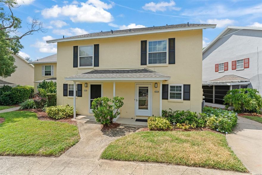 **This house comes with a REDUCED RATE through the seller's preferred lender. This is a lender-paid rate buydown that reduces the buyer's interest rate and monthly payment.** Discover comfort and convenience in this charming 2-bedroom, 2.5-bath condo located in a desirable, well-maintained community in the heart of Apopka. Nestled among lush landscaping and peaceful surroundings, this residence offers a harmonious blend of practicality, style, and tranquility, perfect for first-time buyers, downsizers, or anyone seeking low-maintenance living. Inside, you'll find a thoughtfully designed kitchen with classic cabinetry and a pass-through window that opens to the spacious living and dining area. The open-concept layout extends to an enclosed porch that brings in an abundance of natural light and flows effortlessly to the outdoor patio, ideal for entertaining or enjoying the serene backdrop of mature trees. Upstairs, the primary bedroom is tucked away at the rear of the unit, offering a peaceful view of the backyard, a built-in closet, and a private en suite bathroom. The second bedroom includes a built-in closet and easy access to a full bathroom, which features updated tile (March 2024). A convenient half bath is located on the main floor. Recent major updates include: the entire home re-piped and new water heater installed (August 2023), popcorn ceiling removed and replaced with knockdown texture throughout (Sept–Nov 2023), new attic insulation installed (October 2023), dryer vents professionally cleaned (April 2023), full interior repaint and new lighting fixtures throughout (March 2024), new toilets in all bathrooms, new vanity in the half bath, and updated plumbing fixtures (March 2024). Additional features include an in-unit laundry closet with a stackable washer and dryer. The quiet, well-kept community is ideally situated with easy access to shopping, dining, and major roadways. At Unit 135 of 1220 Villa Lane, enjoy a move-in ready condo with thoughtful upgrades, serene views, and a relaxed lifestyle. Schedule your showing today!