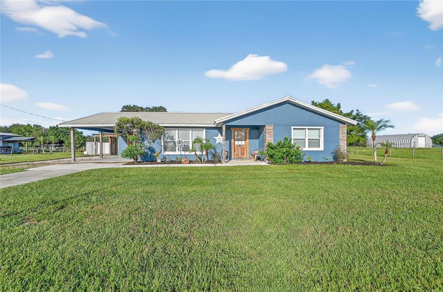 3/2 house with huge Florida room. Updated kitchen & bathrooms. Large living room and dining room. 4.58 acre farm that’s fully fenced. Has pole barn, chicken coop and shed. Separate laundry room & storage room. 2 covered car ports with upstairs lounge area. Move in ready and can come semi furnished.