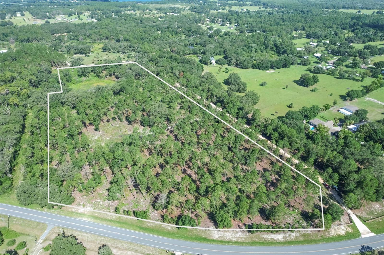This stunning 20-acre property offers the perfect combination of natural beauty, privacy, and convenience. With paved road frontage for easy access, the land features gently rolling terrain shaded by mature oaks and pines that have been meticulously managed for both health and visual appeal. The pine trees have been selectively harvested throughout the years givng this property a plantation look. As-is the proeprty offers clear sight lines, but enough trees remain to carefully craft your own vision for the property. A scenic 1.5-acre pond surrounded with mature live oak's add some charm and tranquility, making it an ideal centerpiece for a future homesite. Zoned for horses and livestock, the property is well-suited for an equestrian estate, hobby farm, or private country retreat. Utilities are available at the road, streamlining the process of building. Wildlife is abundant—deer and turkey frequently roam the land—making it a paradise for nature lovers and outdoor enthusiasts. Whether you're looking to build your dream home or simply invest in a beautiful piece of Florida countryside, this property may be that rare find that offers both seclusion and proximity to city amenities. The property is located less then an hour from the heart of Orlando.