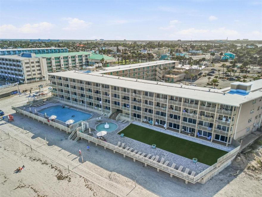 Beautifully maintained oceanfront condotel on the World’s Most Famous Daytona Beach, featuring a private separate bedroom, full bathroom, and a fully equipped kitchen with a full-size refrigerator, dishwasher, microwave and cooktop, all complemented by durable tile flooring throughout; furniture is negotiable, making it easy to move right in or tailor the space to your taste, while the resort offers an oceanfront pool, expansive sun deck, and direct beach access—an ideal blend of comfort, convenience, and coastal living perfect for personal enjoyment or rental income.