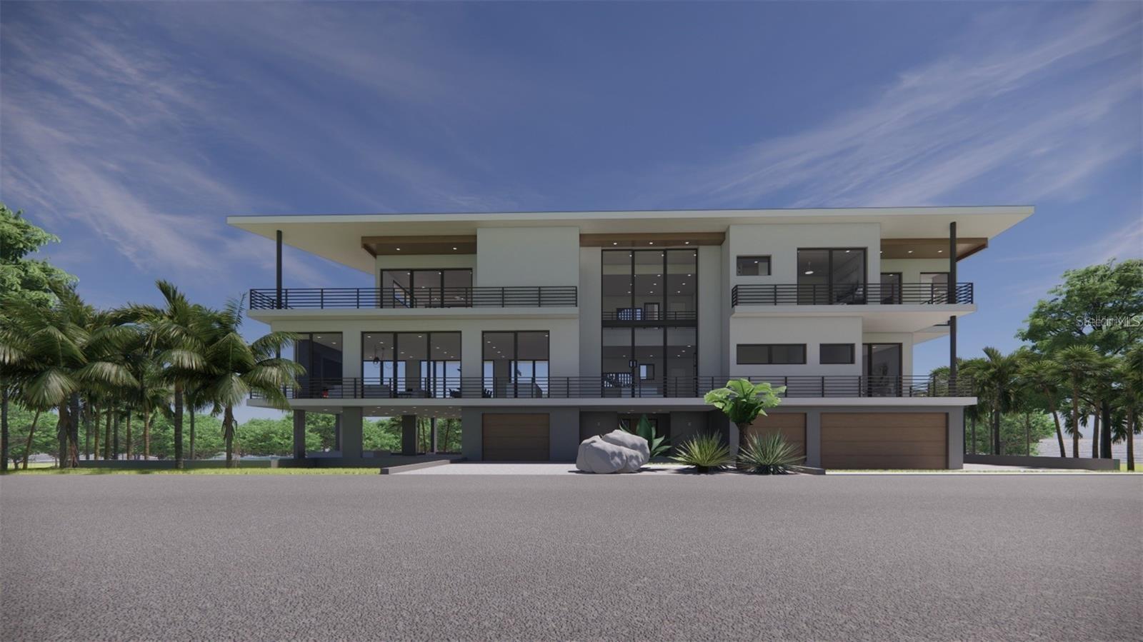 Pre-Construction. To be built. Nestled on the coveted shores of Casey Key, this extraordinary Bayfront estate offers the epitome of Florida coastal living with unmatched elegance and seclusion. Spanning 1.37 pristine acres, this 5,414 sqft modern masterpiece is positioned on 300 feet of serene bay frontage, complete with a private dock on deep boating water. With 5 bedrooms, 5.5 baths, and an expansive 5-car garage, this residence is designed for both luxury and practicality, featuring an elevator for convenience and a private pool for ultimate relaxation. The property’s elevated construction meets the latest velocity zone codes, providing unmatched resilience against the elements, ensuring peace of mind for years to come. Inside, light-filled spaces blend seamlessly with the outdoors, and balconies offering 360-degree unobstructed water views, capturing the beauty of the bay and Gulf in every direction. Beyond the bay, a deeded private beach access awaits on the finest stretch of sand, granting exclusive access to Casey Key’s pristine coastline. Casey Key is an eight-mile barrier island with a unique blend of privacy and convenience, offering a secluded haven away from high-rise buildings and traffic lights, with fewer than 400 single-family homes. Known as a retreat for CEOs, authors, and celebrities, this island provides the tranquility of nature without sacrificing proximity to Sarasota’s vibrant culture. Access to the mainland is easy with bridges at both the northern and southern ends, connecting you to Sarasota’s amenities. This estate on Casey Key is not just a home—it’s a private sanctuary in one of Florida’s most reputable coastal enclaves.