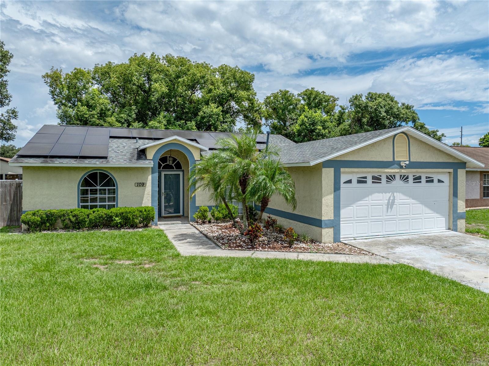 Welcome to this well-maintained home located in an established neighborhood with NO HOA. This is a split bedroom home with three bedrooms and two full baths. This home has a great room with a cathedral ceiling and a separate family room. The family room has a mini split system that was purchased in 2024.The kitchen was totally remodeled in 2024 with white cabinets, butcher block countertops and all stainless steel appliances that will remain. The 2024 stove and the 2025 hot water heater are run with natural gas. The master bathroom was just totally redone and has never been used. The whole house air-conditioner was replaced in 2019. There is a separate inside utility room in the home. The remaining two bedrooms on the other side of the home share a bath with a walk-in shower. The two-car garage is amply sized with a garage door opener. The fenced back yard has a nice-sized concrete slab that is great for grilling and relaxing with friends. The roof was replaced in 2022. An over-sized exhaust fan has been installed in the attic that automatically comes on when the temperature reaches 76 degrees--keeping the attic cooler and the residence more comfortable. Solar panels on the roof have a balance of $56,000.00. SELLERS WILL PAY HALF THE BALANCE AT CLOSING. Buyers to assume the remaining $28,000 and the monthly payment of $266.00 at closing.