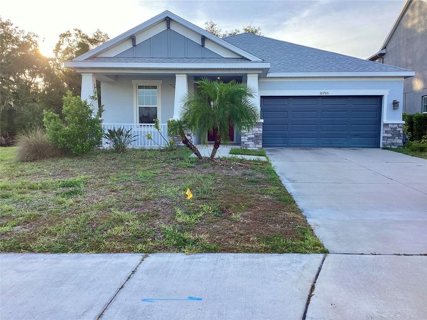 Fantastic opportunity on a Great lot in a Great location. This home sits on a corner lot with no rear neighbors and is adjacent to open green space on the left side. It is only 5 years young and features an open floor plan that is light and bright and ready for a new owner. This is the popular Aruba floorplan by Taylor Morrison with 3 bedrooms, 2 bathrooms, lanai, and 2 car garage and 1788 sq/ft. The kitchen has a nice breakfast bar open to the living area and is perfect for relaxing or entertaining. The primary suite looks over the lanai and gorgeous preserve. This home will need your special touches to restore it to its former glory, but if you are looking for an amazing opportunity in a Artisan Lakes, then look no further. Eave's Bend at Artisan Lakes is a resort community with community pools, fitness center, nature paths, clubhouse, playgrounds, sports field, dog park, and more all included in the low HOA fee of $495 a quarter. The CDD is included in the tax bill, Easy to show!