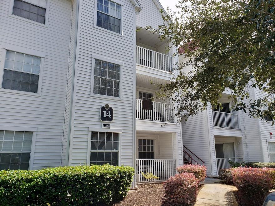 This is a well preserved 3rd floor 1 bed 1 bath condo located in a desirable gated community. Living area is bright and airy with a sliding door entry to the screened patio. Well desired privacy for your evening relaxation and sheer comfort. Kitchen is well displayed with granite counters, cherry cabinets with all functional appliances in place. Bedroom is off hallway with a walk in closet and ceiling fan. Bathroom is equipped with a tub shower combo and single vanity. Laundry space is good size washer and dryer. This property is located in Lexington Place, central to all central Florida major theme parks. Also close to the world-renowned Orlando International Dr. And the distinguished and popular "Restaurant Row" of Orlando boasting hundreds of eateries from fast food to fine dining. With this unit you have a community pool, spa, fitness center, and tennis courts, cook out area, racquetball court and kitchen inside the clubhouse. Condo has screened, private balcony. Won't last long. Call today to view!!