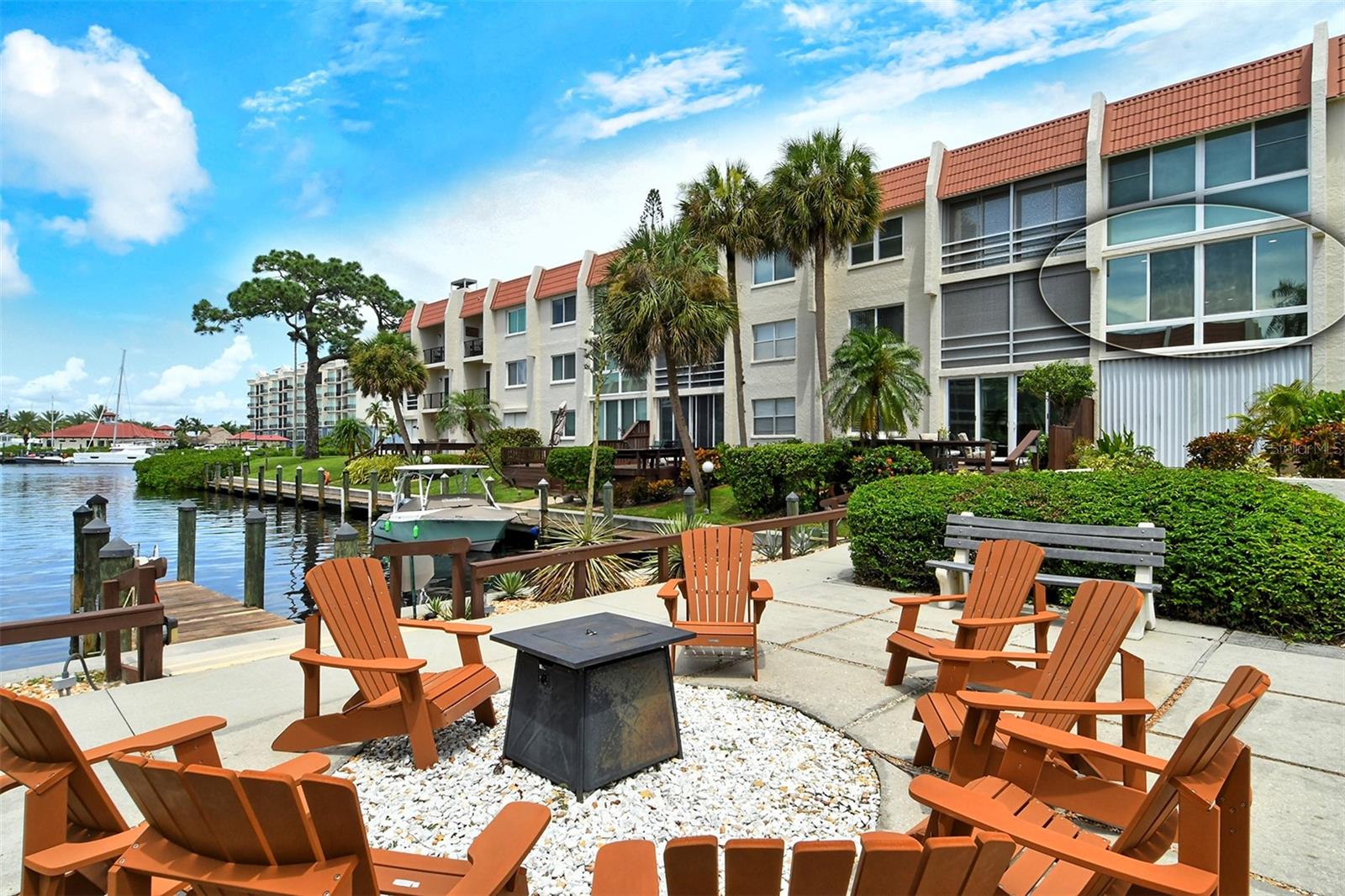 AVAILABLE FOR SEASON 2025 - 3 MONTHS MINIMUM. WELCOME TO YOUR NEW VACATION RENTAL IN BELLA COSTA II ON VENICE ISLAND, LOCATED ON THE VENICE INTRACOASTAL WATERWAY! Nestled in the heart of a serene waterfront community, this exquisite TURNKEY FURNISHED 2 bed/2 bath unit has been completely renovated throughout, with the finest details from the porcelain tile flooring to the crown molding and plantation shutters. As you enter through the front door, you are met with a spacious open living area welcoming you. The balcony has been extended from the living area which is glass enclosed/screened where you can enjoy your morning coffee while taking in the picturesque water views. The beautiful kitchen boasts top-of-the-line stainless steel appliances, quartz countertops, modern cabinetry and fixtures. The primary bedroom with king size bed has a walk-in closet which also houses your washer and dryer, en-suite bathroom with beautiful tile and walk-in shower. The guest room has a queen bed and also has an en-suite bathroom with walk-in shower. For added convenience, this unit offers easy access to the elevator just outside your door, there is a reserved carport, and you are just steps from the community pool! This fabulous condo community provides direct water access for boating and fishing. Paradise right at your doorstep. Bella Costa includes a heated community pool, clubhouse and fitness center. Enjoy numerous outdoor seating areas including a waterfront fire pit! Located on Venice Island in walking distance to the wide variety of boutiques and restaurants on W Venice Ave. Just a short drive to the beautiful Venice Beach and other numerous beaches, golf courses and more!