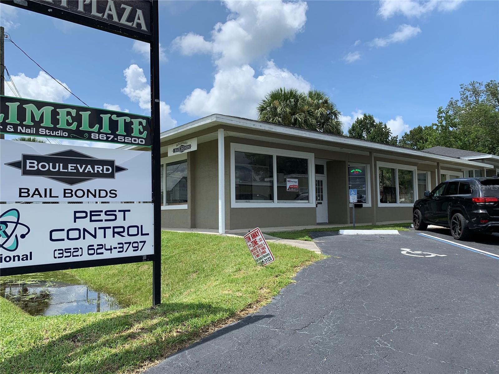 Unit 3 - 525sf, $850/month Gross Rent. Office space. 12.6' x 6.8' windowed entrance, followed by a 13' x 8' office, a 13' x 10.6' office including small closet with walled A/C unit and 1 bathroom. Small lobby, large private office, semi private side office, and a bathroom. Through the wall A/C. .
