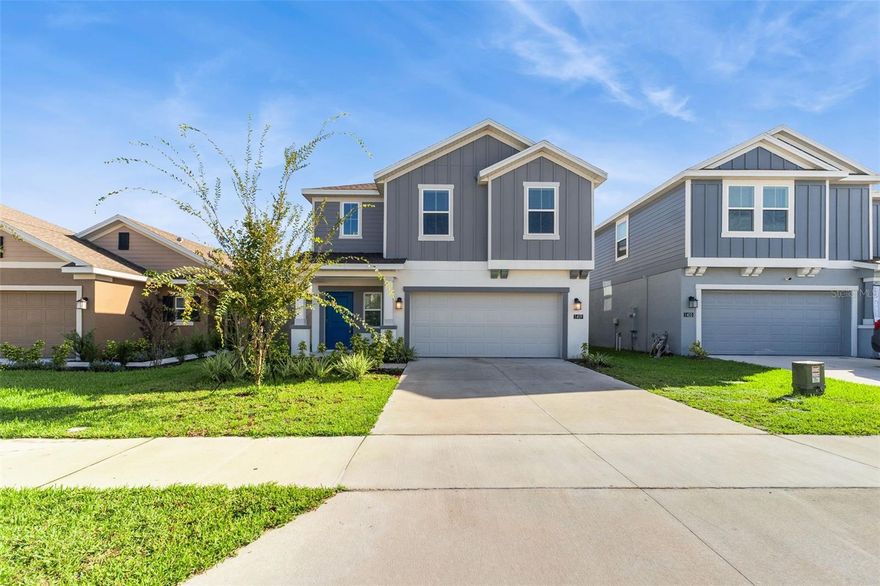 Welcome Home! Check out this beautiful newly built 4 bedroom 2.5 bathroom two story home! As soon as you
walk in you'll be greeted by high ceilings, tile flooring and  plenty of natural light.  Take full advantage of the
open concept featuring a bright great room, dining room and kitchen combination. The kitchen features a
spacious island with quartz counter tops throughout, plenty of cabinet space and a walk in pantry. Upstairs,
the master suits features a spacious master bedroom and master bathroom with dual sinks, a large walk in
shower and spacious walk in master closet. The loft upstairs is multi use, make it your own! Upstairs also
features 3 additional bedrooms and a private laundry room.
No rear neighbors and walking distance to the community pool. This community features a low HOA fee so you
can focus more on enjoying your time than covering the costs! Reach out to the listing agent today to schedule
your showing!