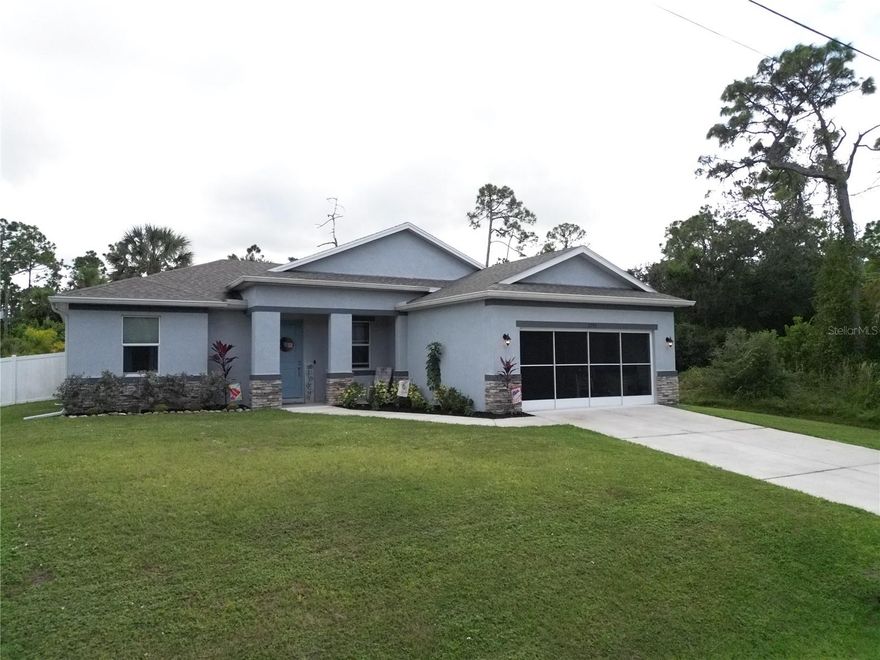 Welcome to this stunning, modern home at 2292 Blueberry Rd in North Port, FL. Built in 2023, this single-family residence is a solar-powered smart home designed for energy efficiency, comfort, and a lifetime of savings. The home boasts 3 bedrooms and 2 bathrooms across a generous 1,501 square feet of living space, situated on a spacious 10,000 sqft lot.

Step inside to an intelligently designed, open-concept floor plan that seamlessly connects the kitchen, living room, and dining room—perfect for entertaining as natural light pours into the main living areas. The home features high-end finishes throughout, including granite countertops, designer cabinets, and premium vinyl floors, with the kitchen fully equipped with stainless steel appliances. The spacious primary suite serves as a private retreat, featuring a large walk-in closet and a luxurious master bath complete with His & Her sinks and a roomy shower.

Beyond the aesthetic appeal, this property offers a significantly reduced cost of ownership thanks to its advanced energy package, which includes a full solar panel system, foam insulation, low-energy windows, a hybrid water heater, and a 16-Seer A/C system. This robust efficiency package is designed to provide substantial utility savings and is complemented by smart home automation, a whole-house reverse osmosis water system, and a two-car attached garage. This is a unique opportunity to own a virtually new, highly efficient property in North Port.
