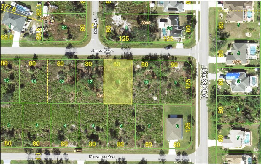 Build your dream home on the 80x125 residential lot NOT in a flood zone. Quiet neighborhood yet minutes from all amenities.  Plenty of room for a custom home. NO HOA. Minutes from Port Charlotte and North Port shopping, dining, medical care, waterfront parks, entertainment. Short drive to Charlotte Sports Park, spring training home of the Tampa Bay Rays. Easy access to gorgeous Gulf beaches in Englewood and world class fishing on Boca Grande.