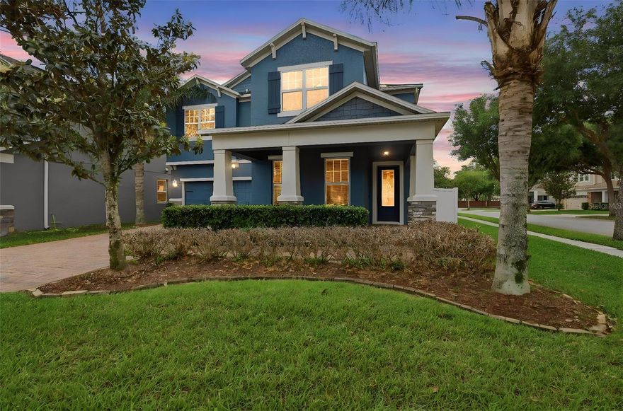 This stunning,  4-bedroom, 2.5-bath Oviedo home with a huge loft is truly Move-in Ready! Tucked away on a corner lot situated between two cul-de-sacs, the home is located within the highly, sought-after gated community of Aulin's Landing. From the moment you arrive, the freshly painted exterior (2025) and manicured curb appeal set the tone for what's inside.
The main level welcomes you with tons of natural light, elegant tile flooring and an open, living concept.  The inviting living room leads right into the dining and kitchen areas making this perfect space for everyday living and entertaining.  The gorgeous kitchen has dark, rich cabinets, granite counters and center island, stainless steel appliances and even a built in wine rack.  The large dining room area between the kitchen and living room make this the perfect place to eat, relax and host guests all while being in the center of it all.  
Also located downstairs is a large bedroom with a built-in closet, currently used as an office and a convenient half bath that is situated in the hallway next to the bedroom.
As you head upstairs you will discover the generous owner's primary suite with a large walk-in closet.  The en suite primary bathroom boasts a glass, walk-in shower, separate sunken tub, two separate vanities with granite counters and a private water closet.   There are two additional bedrooms with walk-in closets and a full, hall bathroom that has split vanities and a shower/tub combo.  An oversized loft, that provides flexible bonus space, can be transformed into whatever suits your lifestyle. The bright and functional laundry room finishes out the thoughtfully laid out second floor. New luxury vinyl plank flooring was installed throughout entire upper level in 2021, delivering a fresh, modern look with effortless upkeep.
Out back, a covered patio with a built-in sink and cabinetry makes outdoor dining and entertaining a breeze.  The patio overlooks the fully, vinyl-fenced backyard with plenty of room to enjoy or even add a pool if you like. 
Zoned for Oviedo’s top, A- rated schools, and just minutes from parks, shopping, dining,  and major commuter routes makes this the perfect location. This home offers gated community living with it’s own playground, a real sense of community and local conveniences that make it the best to call home!