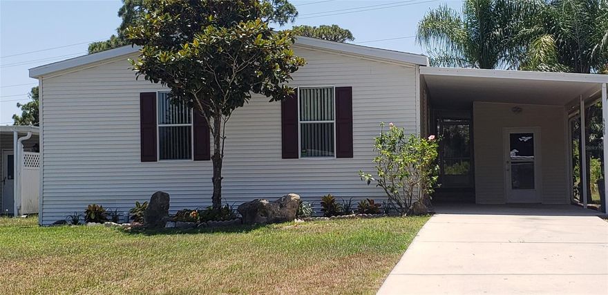 Enjoy this beautiful 2 bedroom 2 bath 2005 Palm Harbor home situated on a 100 x 57  lot located in Terra Mar Village riverfront family community.  This home is turn key offering the brilliance of a Palm Harbor built home, vaulted ceilings, crown molding, over sized windows and tray ceiling in the living room, and a split floor plan. This home boasts a dining room, large eat in kitchen area that offers access to the screened room from kitchen area allowing you to entertain your guests with ease, contemporary designed kitchen cabinets, additional features offer an over sized kitchen sink, recently a new garbage disposal and kitchen sink faucet were installed, the kitchen area offers a built in office area as well.  This home has plenty of closet and storage space,walk in closet in master, over sized closet in guest bedroom  The Village offers many amenities from 2 built in salt water pools, community club house, shuffleboard, boccie courts, basketball, BBQ grill, 350 feet of fishing pier ;Water: City