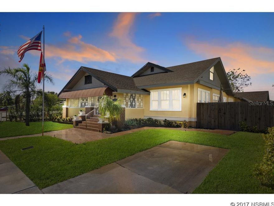 Meticulously and beautifully restored 1925 Craftsman built jewel in the heart of downtown New Smyrna. This mixed-use opportunity boasts a gourmet kitchen outfitted with stainless steel appliances. Please take note refrigerators washer and dryer do not convey, real wood flooring, a fireplace, a hard to find dry concrete basement and a separate apartment in the back of the complex. This property is truly turn key with a new roof, plumbing, electrical, A/C, floors, doors, windows, appliances, bathrooms, paint, fencing, landscaping and Trex deck - all completed in the last 2 years. Enjoy exceptional curb appeal, room for 7 cars and potential to run a successful enterprise from home. Donât forget youâre only 5 minutes to the beach, a short stroll to Canal St., the river, parks, and all the festivities, dining and shopping that downtown New Smyrna Beach has to offer. ;Water: City