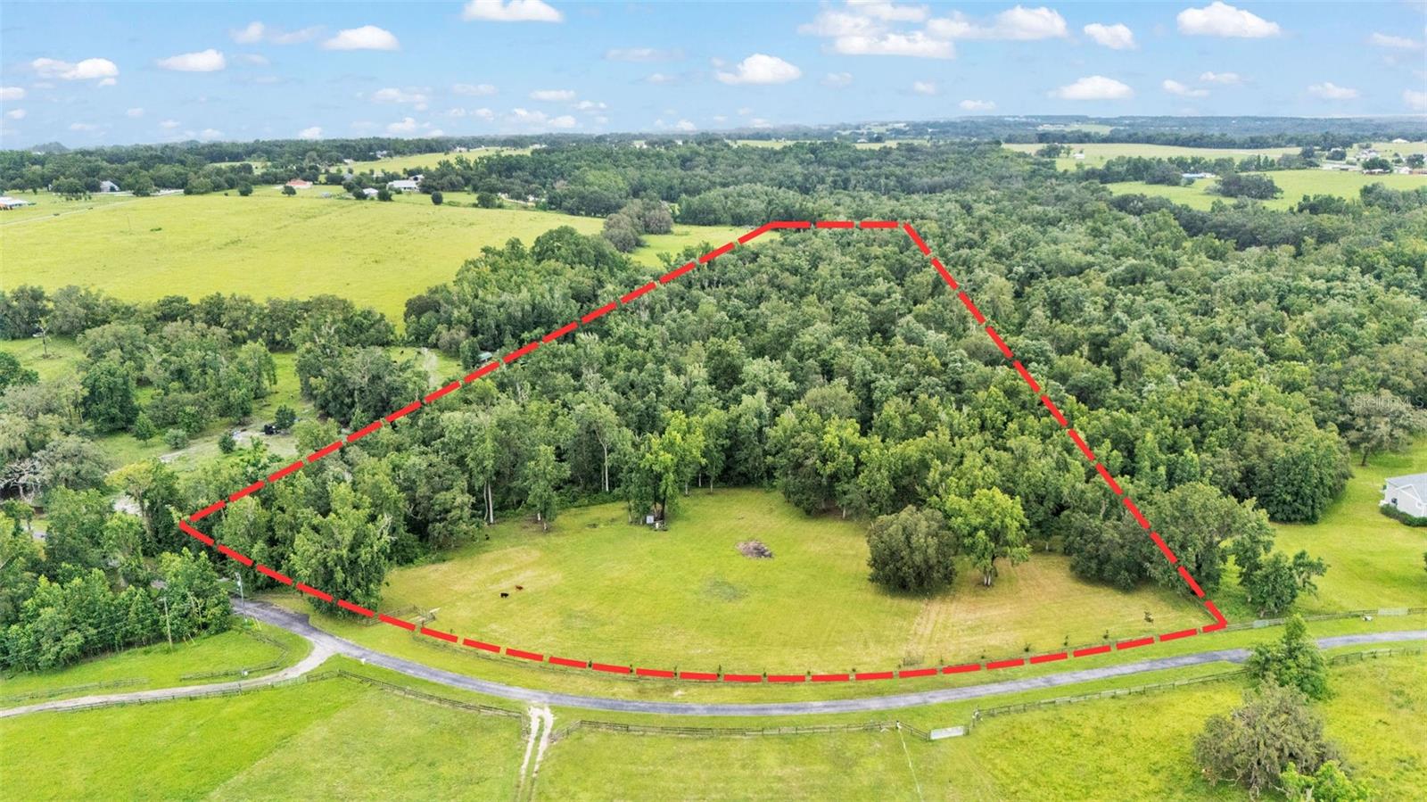 Embrace the perfect blend of privacy and convenience on this 6.85-acre parcel nestled off Rusty Creek Trail in beautiful Dade City! Set amid lush, green grass and partially cleared for your vision, this property is already equipped with a working well, sprinklers, and electric pole—saving you time and money as you plan your dream estate. A private gate welcomes you home, and the paved neighborhood roads lead you through a picturesque community of custom-built homes, offering a warm, established feel while still preserving your personal space. Imagine stepping outside your future custom dream home and hearing…nothing but nature. With no rear neighbors and your very own conservation area on the property, you’ll enjoy endless recreational opportunities, from peaceful walks to playful outdoor adventures. Bring your farm animals, family, and dream house plans—this is the place where country living meets modern convenience! Despite the serene seclusion, you’re incredibly close to new shopping, dining, and thriving development, as well as major transportation routes, making daily life and commutes a breeze. Enjoy the rare luxury of being near everything while still living in quiet tranquility. Property is partially cleared and partially fenced, already has survey just done in 2025(attached). Build with any builder of your choice! 9 minutes to Publix, 13 min to Kafe Kokopelli, 12 min to what will be the NEW John Hopkins All Children’s Hospital, 20 min to the new Super Target, and 10 min to I-75! Opportunities like this don’t come around often—make Rusty Creek Trail the canvas for your custom lifestyle! (2 Highland Cows on property, included with sale with the right offer! And NOTE: the areas fenced is only a portion of the land, see the photos for the redline AND ATTACHED SURVEY for full 6.8 acres that goes back WAY beyond the fence line.