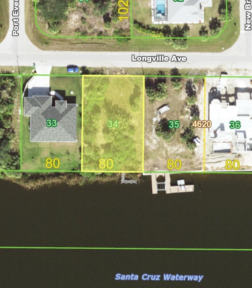 Wow! Highly sought after southern exposure on a deep draft sailboat water canal on the Santa Cruz Waterway with Sailboat access to Charlotte Harbor. Dock your boat and enjoy the waters of Charlotte Harbor plan your future waterfront dream home with views of the wide Santa Cruz waterway. The Santa Cruz waterway is one of the widest canals in the area and can accomadate very large vessels. Water, Electric and Sewer available in area of newer homes. Looking to buils a multi famly. This is zoned to do so