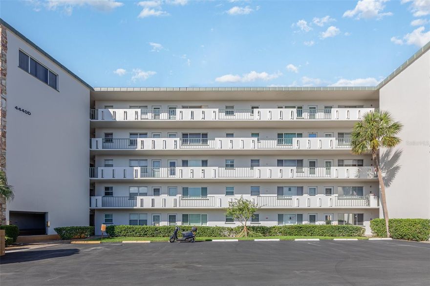 Enjoy living in the heart if the gulf coast; fantastic beaches, shopping and dining. Enjoy living on the 4th floor with views; a golf course, pools; recreation and fitness in a condo community setting. Great for singles, new families, seasonal vacationers and anyone who enjoys the best of Florida's gulf coast. Concrete building-- sturdy in hurricane. New roof added to building, Golf course in center of condo complex Tennis courts, New pool and recreation/fitness center opening soon. New HVAC installed in 2021, Water Heater 2019, all new Luxury Vinyl Flooring throughout home 2025.  Move-in Ready!!