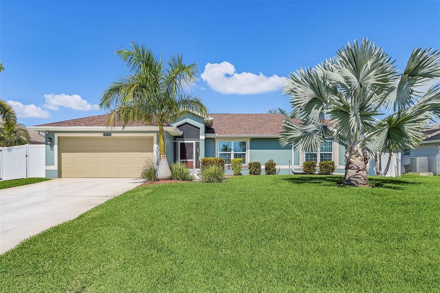 Amazing 3 bed 2 bath pool home, built in 1994 on the best location in Cape Coral, 1,550sqft, screened in front porch, split bedrooms, UPDATED KITCHEN and BATH 2021, GRANITE counter tops with a nice bar, soft close cabinets with underlights, Lighted Cabinets, PANTRY, HUGE Master suite with a big walk in closet, beautiful totally FENCED IN backyard 2021, very low TRANSFERRABLE FLOOD insurance, IMPACT WINDOWS in front, ROOF 2020, AC 2018, Water heater 2019, NEW OUTSIDE PAINT 2026, RE-PIPED 2024, Assessments PAID OFF, HUGE LANAI under the truss with access to the POOL BATH, NEW POOL PUMP and FILTER 2024, POOL RESURFACED and NEW POOL ENCLOSURE 2025, Auto Sprinkler system, prewired GENERATOR plug with controller, very central located, close to restaurants, shopping and enjoyment