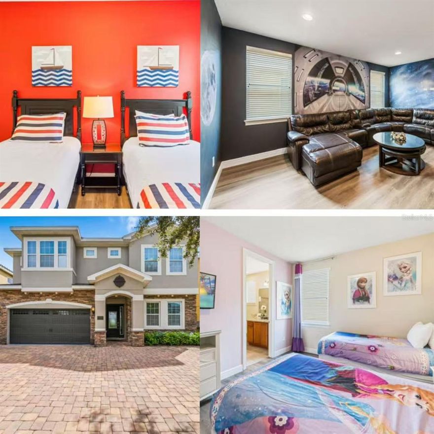 TURNKEY LUXURY STR INVESTMENT | 10BR / 10BA | SLEEPS 24 | 10 MINUTES TO DISNEY
High-performing short-term rental located in Reunion West / Encore Club—just 10 minutes to Walt Disney World and a 2-minute walk to the clubhouse. Fully furnished, professionally designed, and optimized for large-group bookings and strong occupancy.
Key Investment Highlights
• 10 Bedrooms / 10 Bathrooms | Sleeps up to 24 guests
• Turnkey & furniture included – immediate rental readiness
• Large-group optimized layout = higher ADR & occupancy
• Open floor plan with 16-seat dining + 4 bar stools
• Commercial-style capacity kitchen with 2 French-door refrigerators
• Two washer/dryer sets (each floor) for fast turnovers
• Upstairs loft ideal for games / entertainment space
• Private pool & spa with new pool heater (2025) and child safety fence
• Major updates: new laminate flooring (2025), epoxy garage floor (2025), exterior paint (2024)
• Gas tankless water heater and gas pool/spa for peak-season reliability
• Low-maintenance HOA includes cable, high-speed internet, trash, pool service, lawn care, and 24-hour guard-gated security
• Resort amenities drive demand: The resort area is the #1 in Disney area with water park, clubhouse, fitness center, restaurant, concierge, sports courts, and Disney shuttle
Ideal for investors seeking a scalable, high-occupancy luxury STR asset in one of Central Florida’s strongest tourism corridors.