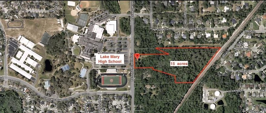 Discover one of the last remaining large parcels in desirable Lake Mary at just over 15 acres, This property is moments away from everything, but you feel tucked away in your own private oasis. Whether you envision a private family compound or a future development, this rare property offers the perfect blend of seclusion and convenience.
Located directly across from Lake Mary High School, this expansive property features approximately 8.59 acres of uplands and 6.59 acres of wetlands, creating a peaceful natural buffer and offering a canvas of possibilities. A 768 sq ft 1-bedroom, 1-bath structure currently sits on the land, but the value lies in the acreage and prime location.
With A-1 zoning and Rural Residential future land use, all plans for subdivision or development would require City of Lake Mary approval. Ideal for builders, investors, or families looking to create their dream estate surrounded by nature, yet just minutes from top-rated schools, shopping, dining, and I-4.
This is your chance to own a private haven or build something truly special in one of Central Florida’s most sought-after communities.