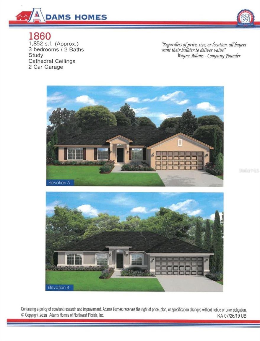 Under Construction. This New Construction home has 1860 square feet of living space allowing you much room for your family as well as guests. Adams Homes provides great features such as: architecturally designed elevations, updated window designs, ceramic, plank tile flooring in the main living areas, stain-resistant carpet in the bedrooms, Quartz counter tops in the kitchen & baths, designer LED recessed lighting, 36" upper cabinets with crown molding, double pane insulated tilt-in sash windows and much more. 10 year builder structural warranty included! This is the opportunity to make this affordable gem your new family home. Paid closing costs when using preferred lenders.