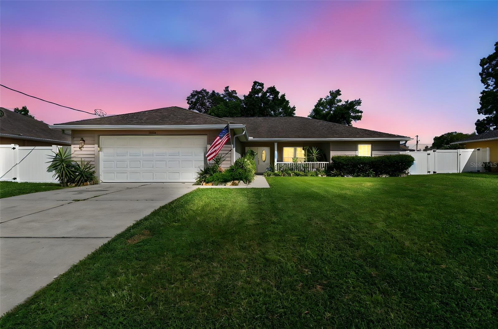 This home offers 3 spacious bedrooms and 2 full bathrooms with a split floor plan designed for privacy and flow. Features include vaulted ceilings, an eat-in kitchen, and open-concept living areas. The primary bedroom is conveniently located on the main floor
Flooring is a mix of carpet, ceramic tile, and laminate. The home is equipped with central electric heating & cooling, and includes modern appliances such as a dishwasher, disposal, microwave, and range and interior laundry room. Property is situated on a tranquil, quiet street, with a fully fenced backyard and a SWIM SPA! The property includes an irrigation system, a 2-car attached garage, and a septic tank with public utilities, Construction is cement siding on a slab foundation, with an asphalt shingle roof, and the lot measures 80 × 125 feet