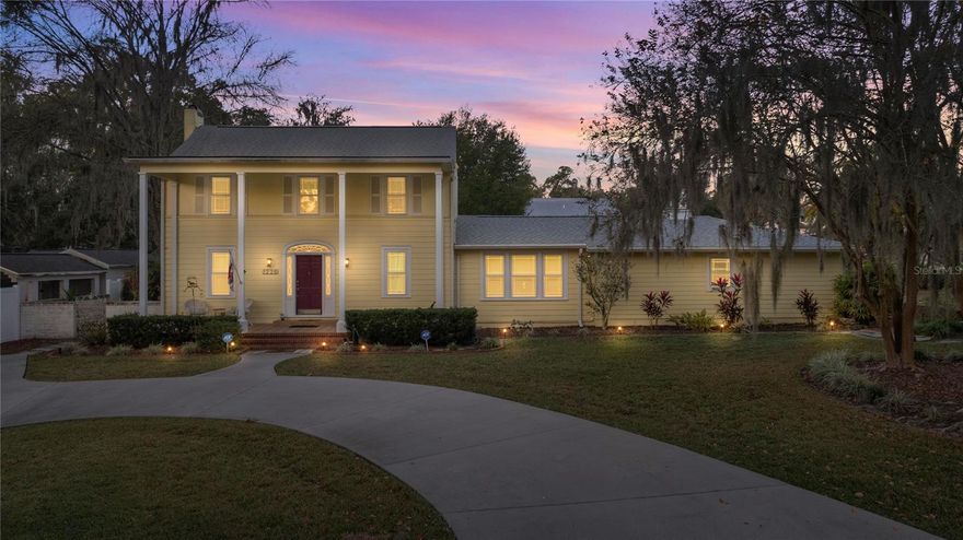 Fully renovated historic home in the heart of Ocala! This breathtaking piece of craftsmanship, built in 1937, will whisk you back in time while still enjoying the amenities of modern conveniences and being located in a golf cart community! Nestled majestically on a corner lot, this historically registered 2 story home is truly striking. The circle driveway in the front of the home and the brick parking area on the backside provide ample parking for family and guests. The backyard area is fully fenced with a masonry brick wall which provides privacy as well and a beautiful look. There is a detached 12'x22' structure which is air conditioned and insulated and is ideal for a hobby studio or a home office. It could easily be converted into an IN-LAW SUITE and zoning allows for expansion into a separate residence. The interior of the home features a gorgeous staircase and a first floor Primary Bedroom with en-suite bath and an electric fireplace. The newly remodeled kitchen offers elegant granite countertops, cabinets with pullout drawers, stainless steel appliances and an island. There is also a powder bath downstairs for guests. The screened in porch boasts a striking copper roof and has ample amounts of room for relaxing or entertaining. Upstairs, there are 2 spacious bedrooms and a HOME OFFICE that could be used as an 4th BEDROOM and a recently updated bathroom. Much of the home still has the original hardwood floors. Updates include all NEW WIRING AND PLUMBING done in 2018, new GAS LINES in 2018, 6 mini split AC units that were installed in 2018, BRAND NEW INSULATION installed in 2025, NEW GARAGE ROOF completed in 2023 and the main house ROOF was done in 2018 and all new DOUBLE PANE WINDOWS installed in 2018. There is also a termite bond in place that is transferable. Schedule your showing today of this truly magnificent piece of history!