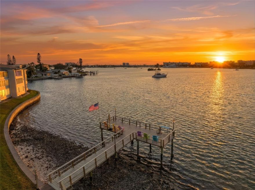 Top-floor waterfront living in this beautifully renovated 55+ residence featuring breathtaking water views from all sides.  This light-filled condo offers an open, airy layout with newer impact rated hurricane windows and complete renovation.  Major updates include plumbing, electrical, and roof, providing peace of mind.  The interior showcases coastal inspired finishes, updated tile flooring, designer lighting, and a thoughtfully redesigned kitchen with gas cooking and modern upgrades.  Enjoy elevator access and resort-style community amenities including a waterfront pool, shuffelboard courts, a pier to take in the sunsets, fishing, paddleboarding or kayaking along the intracoastal waters.  The community also affers a clubhouse and small gym.

Ideally located near beaches, downtown St Pete, dining, entertainment, interstate access, and the TampaBay Rays Stadium.  Move-in ready and one of the most desirable units within the community.