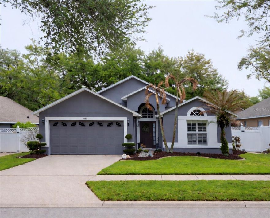 Welcome to this beautifully maintained 3-bedroom, 2-bath home with a versatile office/den, located in the highly sought-after Vick’s Landing community in Apopka, Florida, where comfort, style, and convenience come together effortlessly. Meticulously cared for inside and out, this home features beautiful landscaping that enhances its charm and curb appeal from the moment you arrive. Step inside to high ceilings and a bright, airy feel that makes the open layout truly shine. The kitchen offers both functionality and charm for everyday living and entertaining. Just off the kitchen, you’ll find a convenient indoor laundry room, with washer and dryer included. The split floor plan is designed for both privacy and functionality. Real hardwood flooring, complemented by high-end carpeting, bring warmth and a touch of elegance throughout the home. Plantation shutters allow natural light to pour in, adding a timeless, elegant finish. The spacious primary suite is tucked away for added privacy and serves as a true retreat, featuring a well-appointed bathroom with a large walk-in closet, dual vanities, and a built-in vanity area designed for seating, along with a relaxing garden tub and separate shower. Step outside to a beautifully tiled, screened-in patio, perfect for relaxing, entertaining, or enjoying peaceful mornings while watching the birds in your backyard. Location is everything, and this home delivers! You’re just minutes from shopping, dining, banking, hospitals, theme parks, and beaches, with quick access to SR-429, SR-414, FL-451, SR-436, SR-441, and I-4, making commuting and weekend outings around Central Florida a breeze. When it’s time to unwind, enjoy the natural beauty of Wekiwa Springs State Park and Rock Springs Run State Reserve, or catch live events at the Apopka Amphitheater. This is your chance to own a move-in-ready home in a well-established community with a location that truly has it all. LOW HOA DUES! Roof 2018, AC 2017, and water heater 2024. Schedule your private showing today!