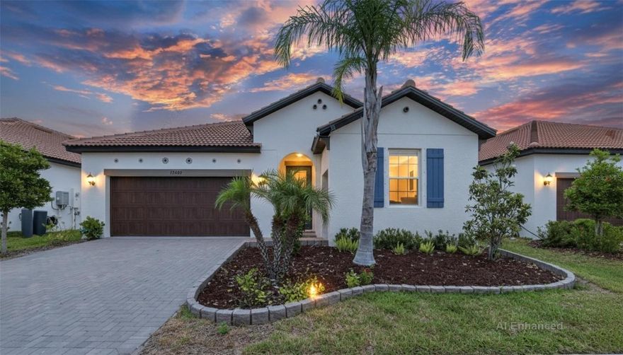 Welcome to resort-style living in the highly sought-after 55+ community of Medley at Southshore Bay! Built in 2024, this beautifully designed 3-bedroom, 2 full bathroom plus half bath home with a dedicated office offers the perfect blend of modern comfort, functionality, and Florida lifestyle living. From the moment you arrive, you’ll appreciate the upgraded dent wood front door, charming curb appeal, paver driveway, tile roof, and professionally landscaped exterior.

Inside, the home features an open-concept layout with spacious living and dining areas, soaring ceilings, abundant natural light, and oversized tile flooring throughout the main living spaces. The stunning chef’s kitchen is the heart of the home and showcases quartz countertops, stainless steel appliances, a large center island with sink, gas range, upgraded cabinetry, pantry storage, and plenty of room for entertaining family and friends. The expansive primary suite offers a peaceful retreat with a large walk-in closet and a beautifully appointed en-suite bathroom featuring dual vanities, an oversized walk-in shower with upgraded glass crystal door enclosure, and generous storage space. Secondary bedrooms are comfortably sized, making this home ideal for visiting guests and family gatherings.

One of the standout features of this property is the oversized screened backyard enclosure, creating the perfect private outdoor oasis for relaxing, entertaining, or enjoying life with your pets. With ample space to add a firepit, outdoor seating area, or even a jacuzzi, the backyard was thoughtfully designed for enjoying Florida living year-round. The covered lanai and extended screened space provide seamless indoor-outdoor flow and plenty of room to host loved ones.

The flexible office space near the front entry is ideal for a home office, hobby room, reading space, or additional guest accommodations. Additional features include an interior laundry room, mudroom area, spacious garages, energy-efficient systems, and newer roof, HVAC system, and water heater all installed in 2024 for peace of mind.

Residents of Medley at Southshore Bay enjoy an unmatched active adult lifestyle with resort-style amenities including a clubhouse, fitness center, pickleball courts, swimming pools, walking trails, social activities, and access to the famous Southshore Bay Lagoon. Conveniently located near US-301 and I-75, this home offers easy access to Tampa, St. Petersburg, Sarasota, and nearby Gulf beaches. Enjoy close proximity to shopping, dining, grocery stores, medical facilities, and hospitals including St. Joseph’s Hospital-South and HCA Florida South Shore Hospital. Nearby attractions and conveniences include Apollo Beach, Little Harbor Marina, Cypress Creek Golf Club, Sun City Center, Costco, Publix, local restaurants, cafés, and entertainment options.

This exceptional home offers the perfect opportunity to enjoy low-maintenance luxury living in one of Wimauma’s most desirable active adult communities.