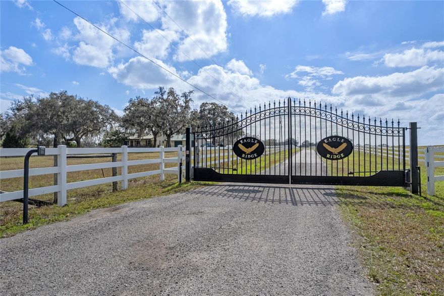 10 ACRE PARCEL. Luxurious rolling, high-and-dry acres in the sought-after community of Eagle Ridge, a deed-restricted and Gated Community in Sumter County, Central Florida! You will be amazed by the beautiful hilly pastureland and grandfather oaks for building your private, custom estate. This property is situated on a corner lot and partially enclosed with a durable vinyl fence. Designed for horse enthusiasts with ample space for a barn, and riding near the Sumter Equestrian Center. There are no strict time constraints to begin construction, and you can bring your own builder. The neighborhood offers direct access to trails in the Withlacoochee State Forest. Conveniently located near 1-75, providing easy access to Tampa, Ocala, and Brooksville.  It is also close to local amenities in downtown Bushnell and The Villages.  The Eagle Ridge community is known for its quiet, rural feel, and offering a peaceful retreat from the city life while remaining within driving distance of major attractions.