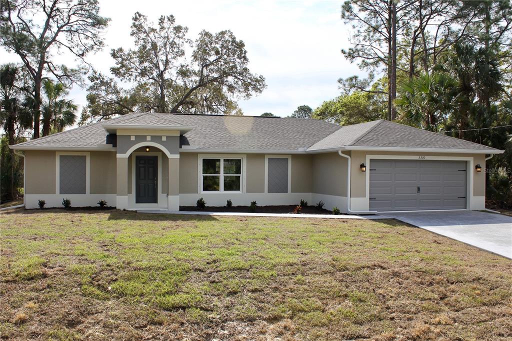 Under Construction. UNDER CONSTRUCTION! Custom home. $10K Seller Assistance, can be used for Rate Buy Down or Closing Costs, Buyers Choice! 3/2/2 located in a rapidly growing city of North Port. Featuring backsplash in the kitchen, granite countertops and Pergo high end laminate floors throughout. Close to schools, shopping and I75. Perfect starter home, retirement home or home for anyone best describes this open floor plan. Wood soft close cabinets with granite counter tops in kitchen accompanied by stainless steel appliances and dishwasher. Upgraded finishes like recessed lights and ceiling fans make this a very desired model. Standard 1 year Warranty offered. Pictures are from a similar model and finishes may vary. All measurements should be verified by Buyers agent.