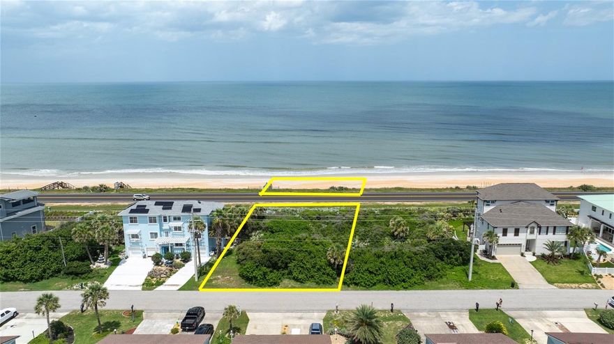 Discover a rare opportunity to own a prime coastal beachside vacant lot combo just over a mile north of the iconic Flagler Beach Pier and directly on the atlantic ocean with unobstructed panoramic ocean views. This 75' X 115' buildable homesite includes the 75' X 123' dune parcel (ID #361131493000000006A) across the street for private walkover. This location places you steps away from vibrant restaurants, shopping, parks and nightlife, with easy access to sun-soaked beaches perfect for surfing, sunbathing, walking, and biking. Enjoy nearby boat ramps on the river for endless water adventures. As one of the last remaining lot combination available at this price point, seize your chance to invest in Flagler Beach’s exciting growth before this coveted coastal lifestyle becomes unattainable. The adjacent lots are alos available (inquire). ALL INFORMATION IS ASSUMED ACCURATE BUT NOT GUARANTEED. ALL MEASUREMENTS ARE APPROXIMATE. BUYERS AND THEIR AGENTS SHALL VERIFY ANY INFORMATION DEEMED IMPORTANT TO THEM.