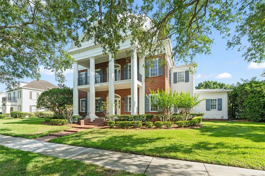 Welcome home to one of the most iconic and distinguished homes in Celebration’s sought-after downtown Village — a stunning Colonial residence that beautifully blends timeless architecture, modern comforts, and exceptional craftsmanship. Experience the Epitome of Luxury Living — Magnificent Colonial Estate on Golfpark Drive. From the moment you arrive, you’ll be drawn in by the stately charm of this custom estate. The double front porches offer a warm, inviting welcome and provide uninterrupted views of the 18th tee and fairway of the championship golf course. Whether you’re sipping coffee at sunrise or winding down with a glass of wine at sunset, you’ll enjoy a front-row seat to the natural beauty of the greens — and from the upper balcony, you’ll catch the sparkle of Disney’s nightly fireworks lighting up the sky. Inside, the home continues to impress. The grand entryway features a marble foyer and elegant crystal chandeliers that set a refined tone. Throughout the home, you’ll find details that reflect true craftsmanship — from the coffered ceilings and crown moldings to the finely crafted trim and built-ins.The first floor is thoughtfully designed for both everyday living and entertaining. Host memorable dinners in the formal dining room, cook with ease in the gourmet kitchen outfitted with top-tier appliances, custom cabinetry, stone countertops, and a spacious center island, or unwind in the family room by one of three fireplaces. A private study with custom built-in shelving offers the perfect retreat for work or reading. The main-level master suite is a serene escape, featuring its own fireplace, spa-inspired bathroom with soaking tub, separate shower, dual vanities, and generous walk-in closets. Upstairs, you’ll find four spacious bedrooms with cork flooring and ample closets, plus access to a second-floor balcony — an ideal spot to enjoy the evening breeze and take in the Disney fireworks.Over the three-car garage, a flexible bonus room with a full bath offers countless possibilities, from a guest suite to a home theater or workout space. Step outside to an outdoor living area designed for relaxation and connection. The sparkling pool and spa are surrounded by a pavered deck and screened lanai, while a private brick perimeter fence adds both privacy and classic charm. And just off the pool deck, you’ll discover an added luxury — a Swedish cedar sauna, perfect for unwinding, recharging, and enjoying a spa-like experience right at home. Other highlights include a spacious laundry room, mudroom, advanced security system, surround sound wiring, and abundant storage throughout.This remarkable estate is available by appointment only — don’t miss your opportunity to explore one of Celebration’s most admired homes. Call today to schedule your private, room-by-room tour of this exceptional property on Golfpark Drive.