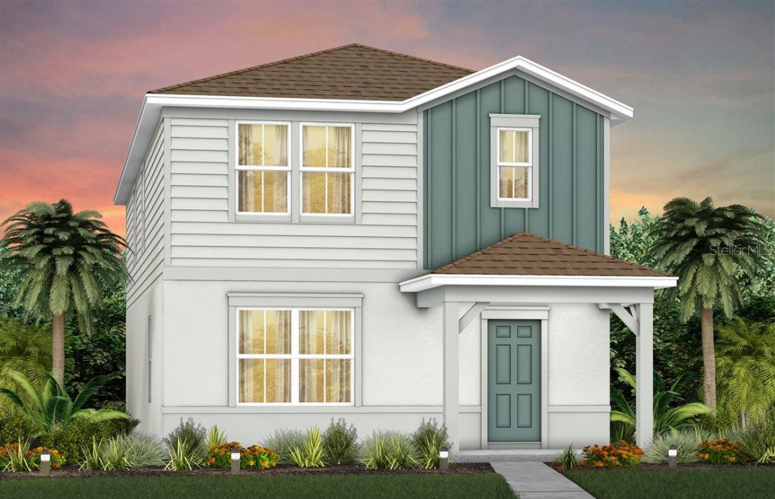 Under Construction. Explore The Landings at Live Oak Lake, a new single-family home community blending city charm with a distinct identity, all without a CDD. Situated between downtown St. Cloud and Lake Nona, it offers private amenities such as a pool & cabana, playground, trails, and playfield amidst serene ponds and conservation homesites.
Introducing the Haddock bungalow by Pulte, a brand-new home that combines modern design and ultimate comfort. Featuring our Coastal exterior, this home includes a charming front porch, 4 spacious bedrooms, 2 full bathrooms, a powder room, a covered lanai, and a 2-car rear-load detached garage—set on a homesite overlooking the soccer fields and walking distance to other community amenities. The heart of the home is the open-concept kitchen, café, and gathering room, all bathed in natural light. This inviting space is perfect for both everyday living and entertaining. The kitchen boasts a large center island, a convenient storage pantry, and top-of-the-line Whirlpool stainless steel appliances—including a refrigerator and vented microwave. Elkin white cabinets, a decorative tile backsplash, and Lagoon quartz countertops complete the sophisticated look. Just off the café, step out to the expansive covered lanai, bringing a seamless indoor-outdoor living experience. For added convenience, the first floor includes a powder room and coat closet. Upstairs, you’ll find the private owner’s suite, three additional bedrooms, a second full bathroom, and the laundry room. The owner’s suite is a true retreat, featuring a walk-in closet and a luxurious en suite bathroom with a glass-enclosed shower, quartz-topped dual vanity, private water closet, and linen closet. Throughout the first floor, laundry room and bathrooms, enjoy the beauty of porcelain tile flooring, while plush, stain-resistant Shaw carpet covers the stairs, loft, and bedrooms, adding comfort and style. Smart home features include a smart thermostat, a smart doorbell, and additional LED downlights—ensuring your home is as connected as it is stunning. For added convenience from day one, this home comes complete with 2" faux wood blinds, as well as a washer and dryer! This new construction home perfectly blends luxury, convenience, and modern design, making it the ideal place to live and unwind.