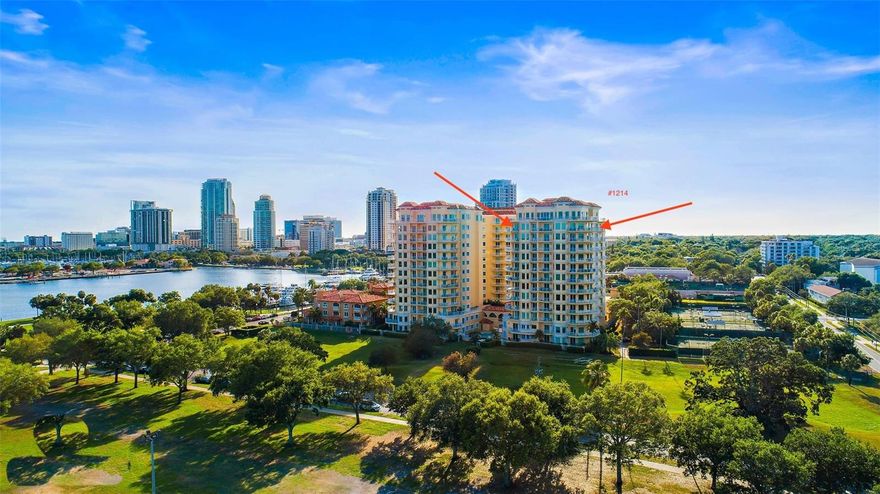 This Ilaria floorplan is a 3 bedroom, 2.5 bath masterpiece at The Vinoy Place Tower-Four [4] Condominium. You are situated on a THE 12TH
FLOOR [just below the penthouse] with elevator access that takes you from the ground level to your OWN PRIVATE LOBBY ENTRANCE. Perched
this high provides you with breathtaking NORTHWEST panoramic water-views. This includes jaw-dropping sunrises, sailboats gliding across
Tampa Bay and all the activity at the bustling $92M Pier and in the lavish Vinoy Yacht Basin. This home is right there in a vibrant walkable, bikeable downtown location overlooking both Tampa Bay and The Vinoy Park - host to many festivals and art shows. The VIEWS IN THIS HOME ARE UNOBSTRUCTED [no views of other condos] and each window has a marvel to behold. The chef’s kitchen, dining and sitting room capture vistas of Tampa Bay, North Shore Pool, North Shore baseball field, Vinoy Park and more. This one-of-a-kind 12th floor residence is also paired with the ultimate in security and privacy. The Vinoy Condos are the only property in all of downtown St. Petersburg to have a manned 24 /7/ 365 guardhouse. The guard will welcome your guests or simply wave hello as you arrive back home. Having guests over? No worries, the Vinoy condos have plentiful guest parking, a real rarity for a downtown property as well as EV charging. This luxurious residence has the benefit of being sold BY THE ORIGINAL OWNERS WHO ARE BOTH METICULOUS & FASTIDIOUS. The gourmet kitchen boasts a large center island that provides flow and offers plenty of storage, enhancing and improving on what other floor plans with similar square footage provide. This home is perfect for entertaining and there is even a spacious food prep-area adjacent to the kitchen, with extra refrigerator, in the laundry room. Overflow guests will love staying right next door at the newly remodeled 1925 Historic Vinoy Hotel, which is now a 5-STAR Marriott Autograph Collection Property! Your three-bedroom, three and a-half bath [plus a large bonus room called The Vinoy Room] purposefully provides many spectacular features including OLIVE-WOOD FLOORS, GRANITE COUNTERTOPS, PLANTATION SHUTTERS, CUSTOM PICTURE-RAIL MOLDINGS, NEWER HVAC SYSTEMS, NEW WATER HEATERS, A WATER SOFTENER, THREE LARGE OUTDOOR BALCONIES TOTALING 537 SQ, FT., NUMEROUS BUILT-INS THROUGHOUT AND TWO SEPARATELY ZONED WIFI THERMOSTATS WITH UVPhotoMax whole house AC purification. Unique to this residence are TWO SECURE AND UNDERCOVER PARKING [CLOSE TO THE CONDO], as well as a separate and spacious air conditioned caged-storage. If you love to travel you are just 45 minutes from Tampa International Airport and 20 minutes from the St. Petersburg/Clearwater airport! Amenities are abundant throughout this premium resort style property and include ample guest parking, a fitness center [directly inside of this building], heated pool and spa and numerous social rooms. Though you may never want to leave, just steps away are epicurean delights, plenty of green space, world-renowned museums and historic landmarks. Don't miss this opportunity to make this your premier waterfront residence today!