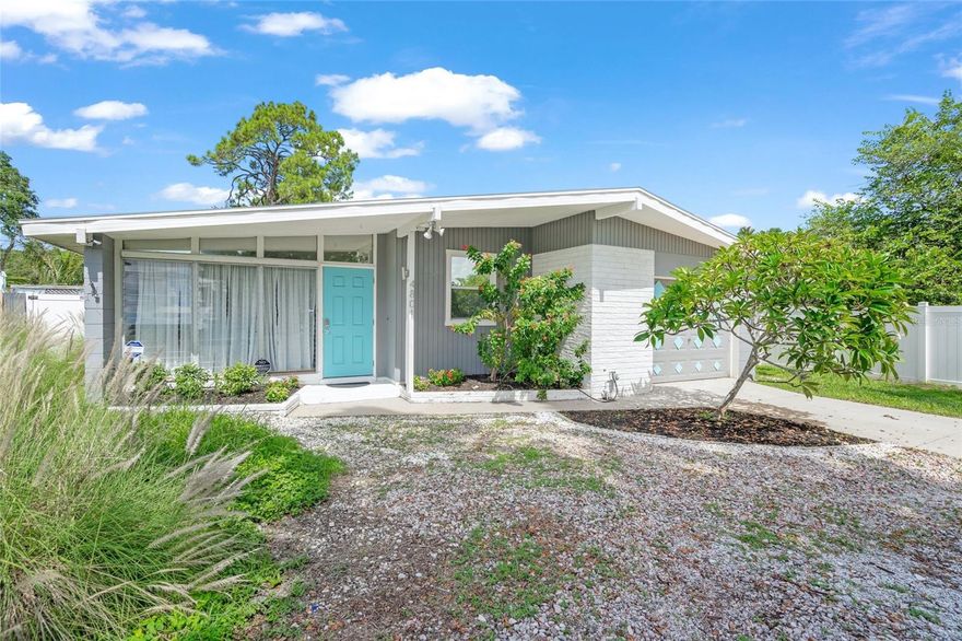 AS SEEN IN THE WEEK MAGAZINE! Live the best that the Florida lifestyle has to offer with this remodeled mid-century modern pool home located in the desirable Indian Beach Sapphire Shores neighborhood. This midcentury gem has been completely updated including the kitchen and baths, roof, plumbing, electric, and the pool. The 2-ply polyglass roof was replaced in 2020, the AC system in 2021, and the minisplit AC system in 2020. All of the original cast iron plumbing has been replaced with PVC pipes and fittings. The copper water pipes have been replaced with modern PEX pipes and fittings. The electrical panel was updated in 2021 and the heated pool has been rebuilt. All you need to do is move-in and begin enjoying the sunshine in your fully fenced backyard. Adding to the backyard oasis vibes is an oversized screened patio which has enough space to create an outdoor living room and dining area. Inside the home is clean and bright with renovated kitchen and bathrooms and clever built-in storage solutions. The kitchen features a wall length built-in pantry as well as stainless appliances and ample cabinet storage. The large and flexible living space features two walls of windows and a beautiful living room built-in with storage space, display space, and integrated seating.The primary suite features an en-suite renovated bathroom as well as a private entrance to the backyard. While located outside the flood plain you still have easy access to multiple neighborhood parks along Sarasota Bay; they are a fantastic place to watch the sunset, fish, or launch your paddleboards and kayaks into Sarasota Bay. The low-cost and optional Indian Beach Sapphire Shores neighborhood association offers a neighborhood newsletter, picnics, and additional social activities. Driving, walking, or biking along the neighborhood's shaded streets and sidewalks you'll be treated to a tour of Sarasota architecture from the 1920s through today. Within the neighborhood you will also find cultural amenities including the Ringling Museum which features frequent community event programming and the Asolo Theatre which houses Asolo Rep as well as the Sarasota Ballet. Both Downtown Sarasota and Sarasota Bradenton Airport are a 5 minute drive from the home. Shopping and dining on St Armands Circle and the crystal quartz sand of Lido Beach is just a 10 minute drive.