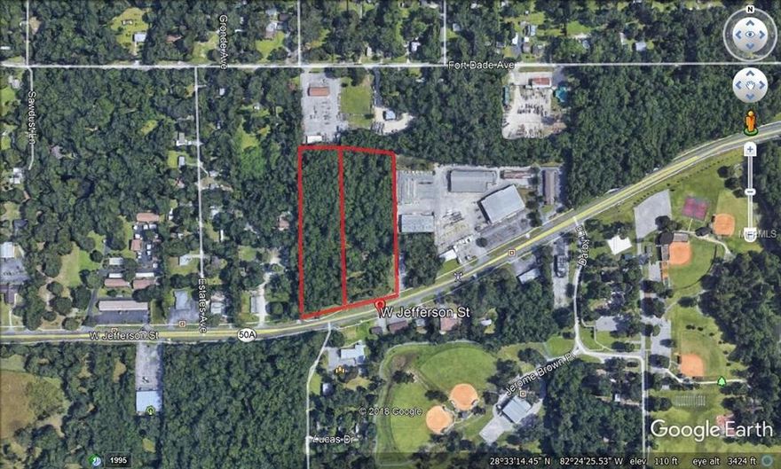8.4 Acres MOL Zoned C2 in Downtown Brooksville across from Tom Varn Park.  Property would suit Commercial Buildings, Apartments, Medical, etc.  Property is wooded and ready for development.