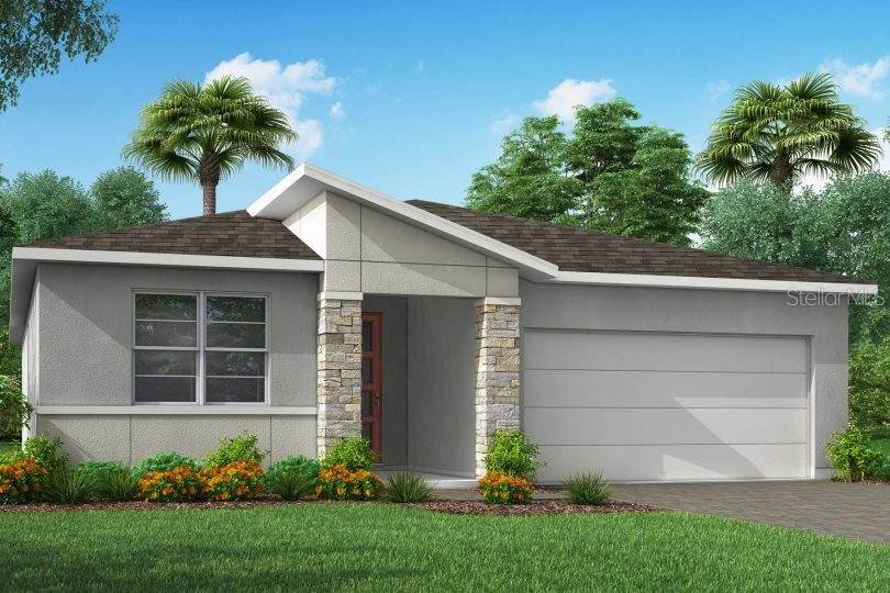 Under Construction. Welcome to the Caledon, a Modern Elevation home in the highly desirable gated community of Windwater in Parrish, FL. This exceptional property offers 1,731 square feet of stylish living space, featuring 2 bedrooms, 2 bathrooms, study and a 2-car garage. All 8' doors throughout.
As you enter, you will be greeted by an open floor plan with Adamo 12x24 70/30 staggered tile flooring throughout the main living areas, creating a modern and inviting atmosphere. The kitchen is a chef's delight, showcasing 42" Barnett Painted Linen cabinets and elegant Carrara Marmi quartz countertops, providing both beauty and functionality. All appliances are included.
The master suite serves as a peaceful retreat, with a spacious bedroom and a luxurious en-suite bathroom equipped with dual vanities and a separate shower. The additional bedroom and study with Glass French are generously sized, offering comfort and versatility for family and guests.
Step outside to the screened in covered screened in lanai, perfect for outdoor entertaining or simply relaxing. The expansive backyard has plenty of room allowing you to customize your own outdoor oasis.
Windwater is known for its serene ambiance and prime location. Residents enjoy easy access to schools, scenic parks, and a variety of shopping and dining options. With its convenient proximity to Tampa and Sarasota, you can enjoy the best of both worlds: peaceful suburban living with quick access to urban amenities. Ready September 2025.
Photos, renderings and plans are for illustrative purposes only and should never be relied upon and may vary from the actual home. Pricing, dimensions and features can change at any time without notice or obligation. The photos are from a furnished model home and not the home offered for sale.