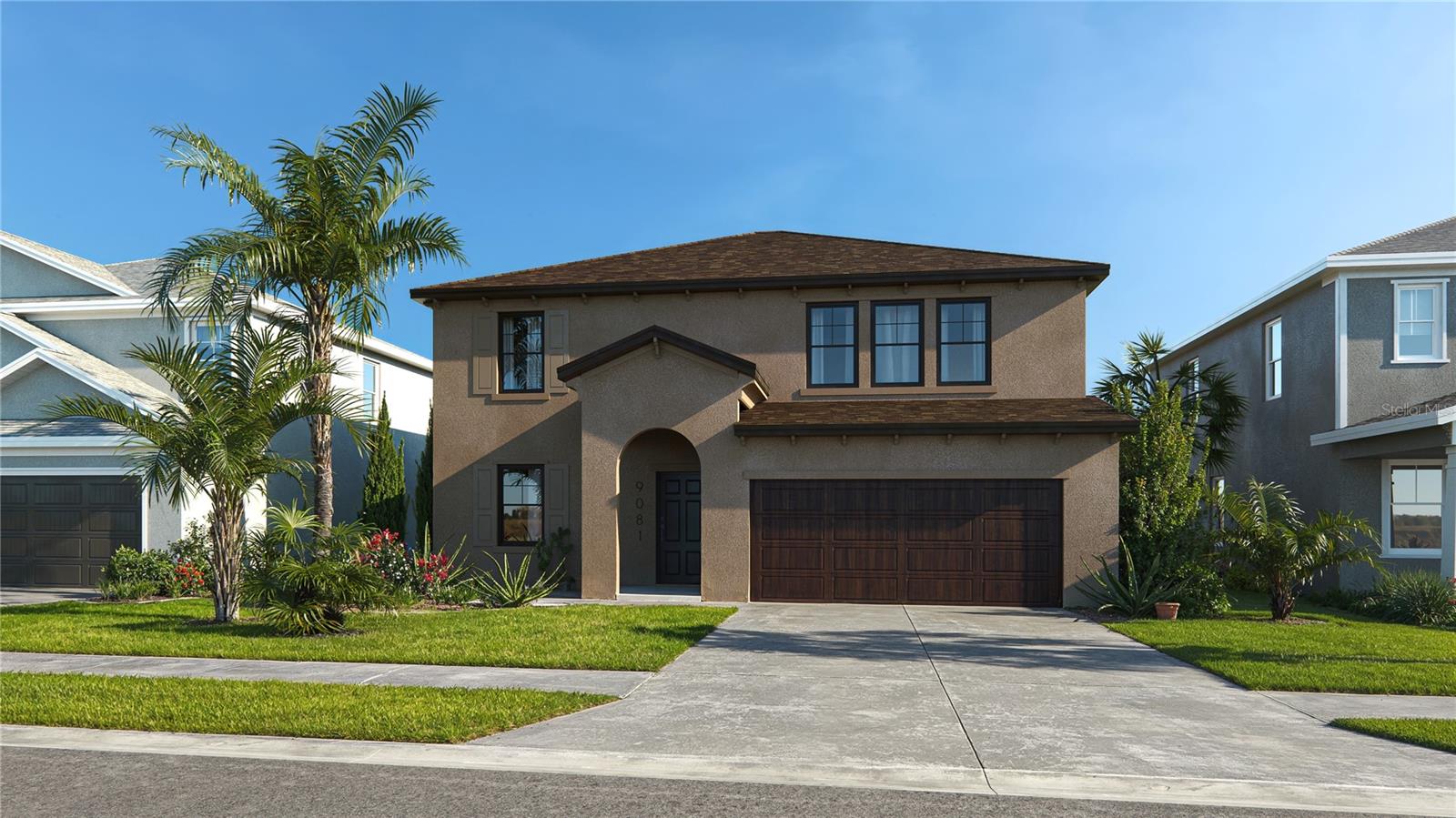 Under Construction. The Bedford offers a thoughtfully designed home with light-filled living spaces that cater perfectly to growing families, featuring 4 bedrooms, 3 baths, and a two-story layout with intentional design elements throughout. This home's exterior is of Spanish architecture and incorporates a modern feel. These features create a textured, ageless quality that communicates authenticity, taste, and comfort. The open-concept design creates natural connection points for both everyday family dinners and weekend entertaining, while the kitchen serves as the heart of the home with open sightlines to the living and dining areas, a convenient walk-in pantry, and a generous workspace ideal for everything from morning coffee routines to elaborate holiday meal preparations. Practical touches like a dedicated garage entry help maintain organization from the moment you arrive home, while upstairs, a spacious loft provides flexible space for the family to spread out and relax. The primary suite offers a peaceful retreat with quiet comfort, complete with a walk-in closet and private bath, ensuring parents have their own sanctuary within this well-planned family home.
Available design shop features allow you the chance to customize the interior of the home and exterior paint color, up to the start date. Design sessions must occur before the cutoff date.